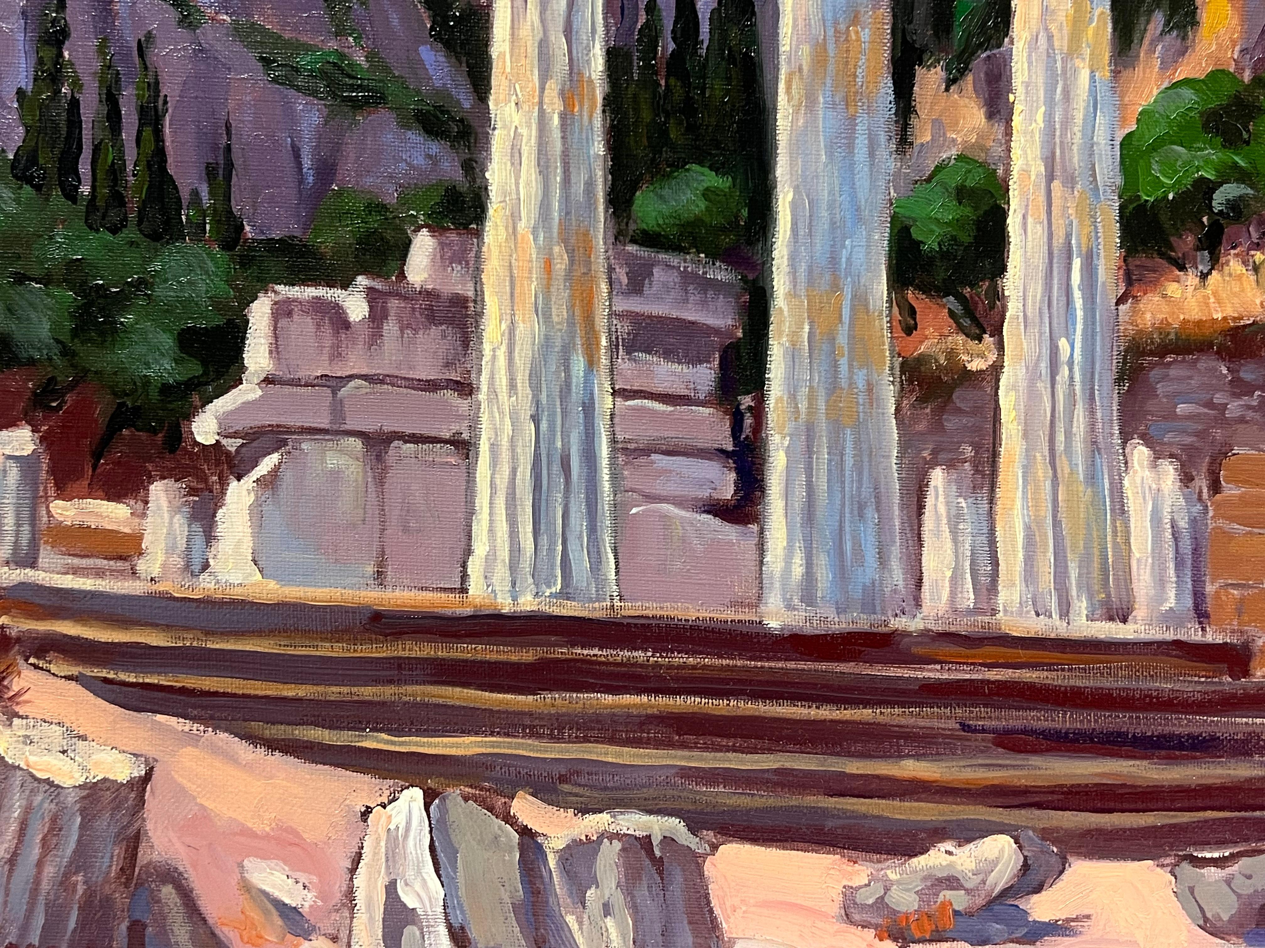 Gran óleo contemporáneo francés Antiguas ruinas de columnas de templos greco-romanos en venta 1