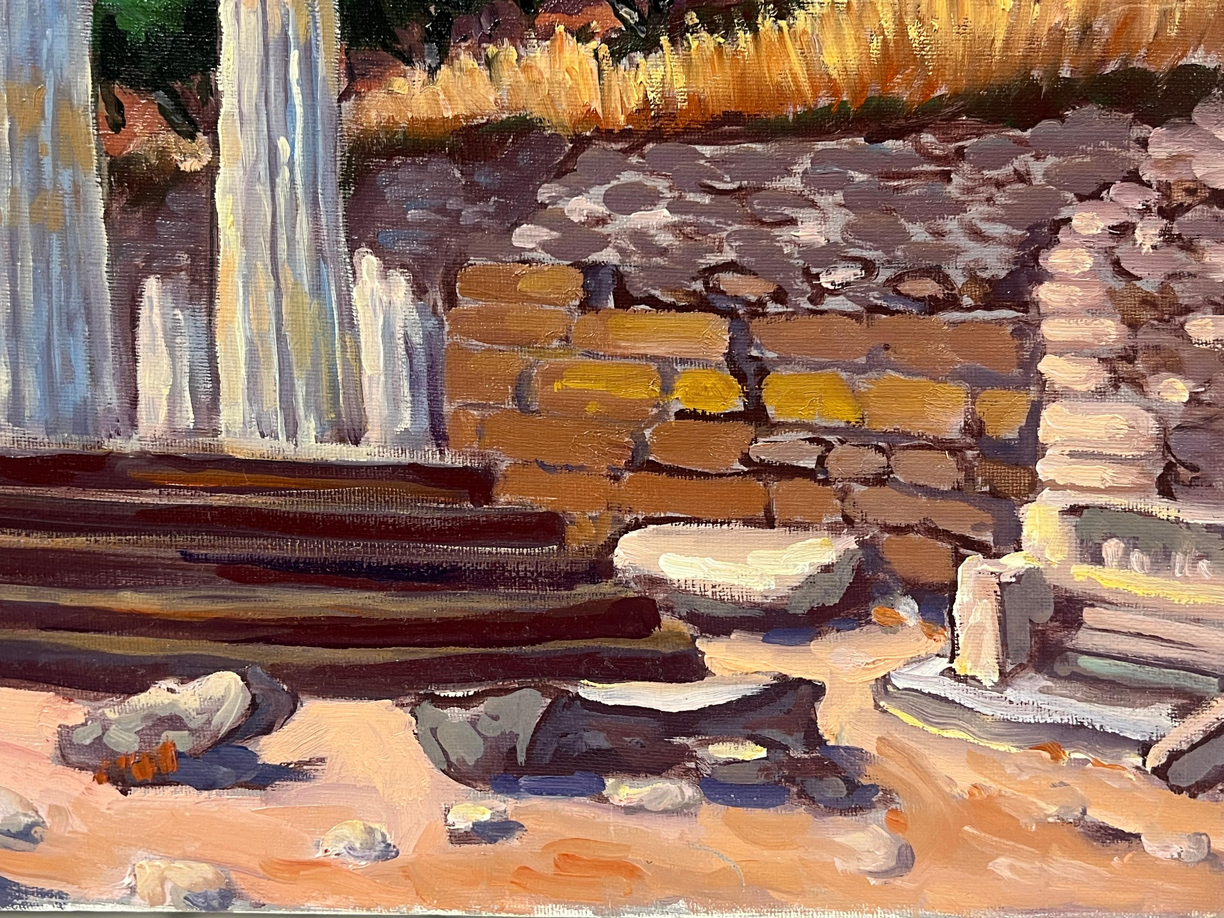 Gran óleo contemporáneo francés Antiguas ruinas de columnas de templos greco-romanos en venta 3
