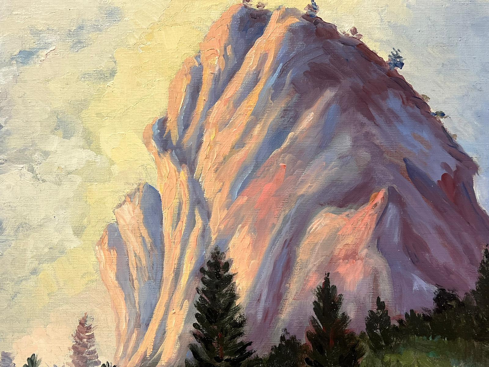 Large French Contemporary Oil Painting Dramatic Rock Formation Landscape For Sale 3