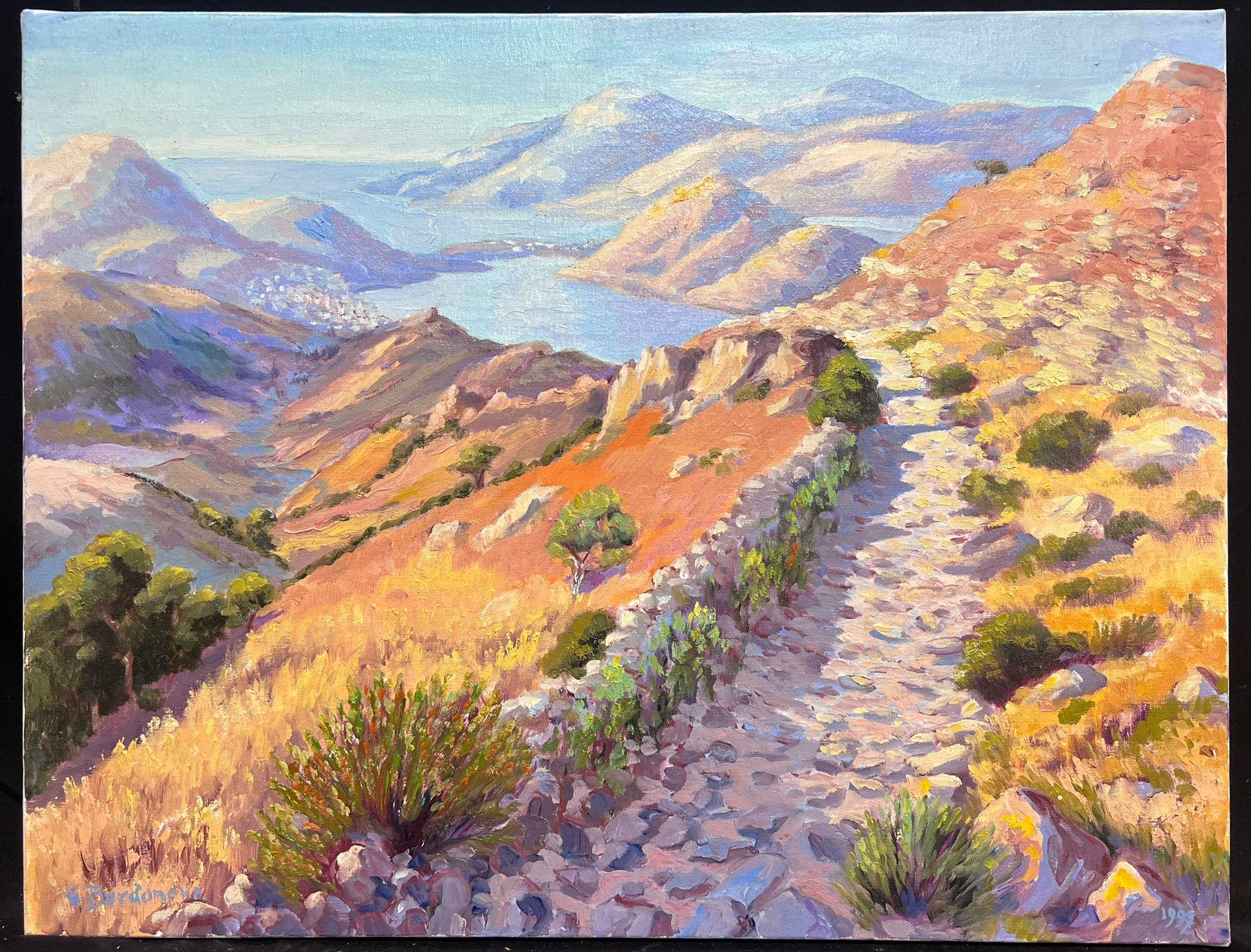 Große französische Contemporary Ölgemälde Inseln im Meer vor der Küste – Painting von Georges Bordonove