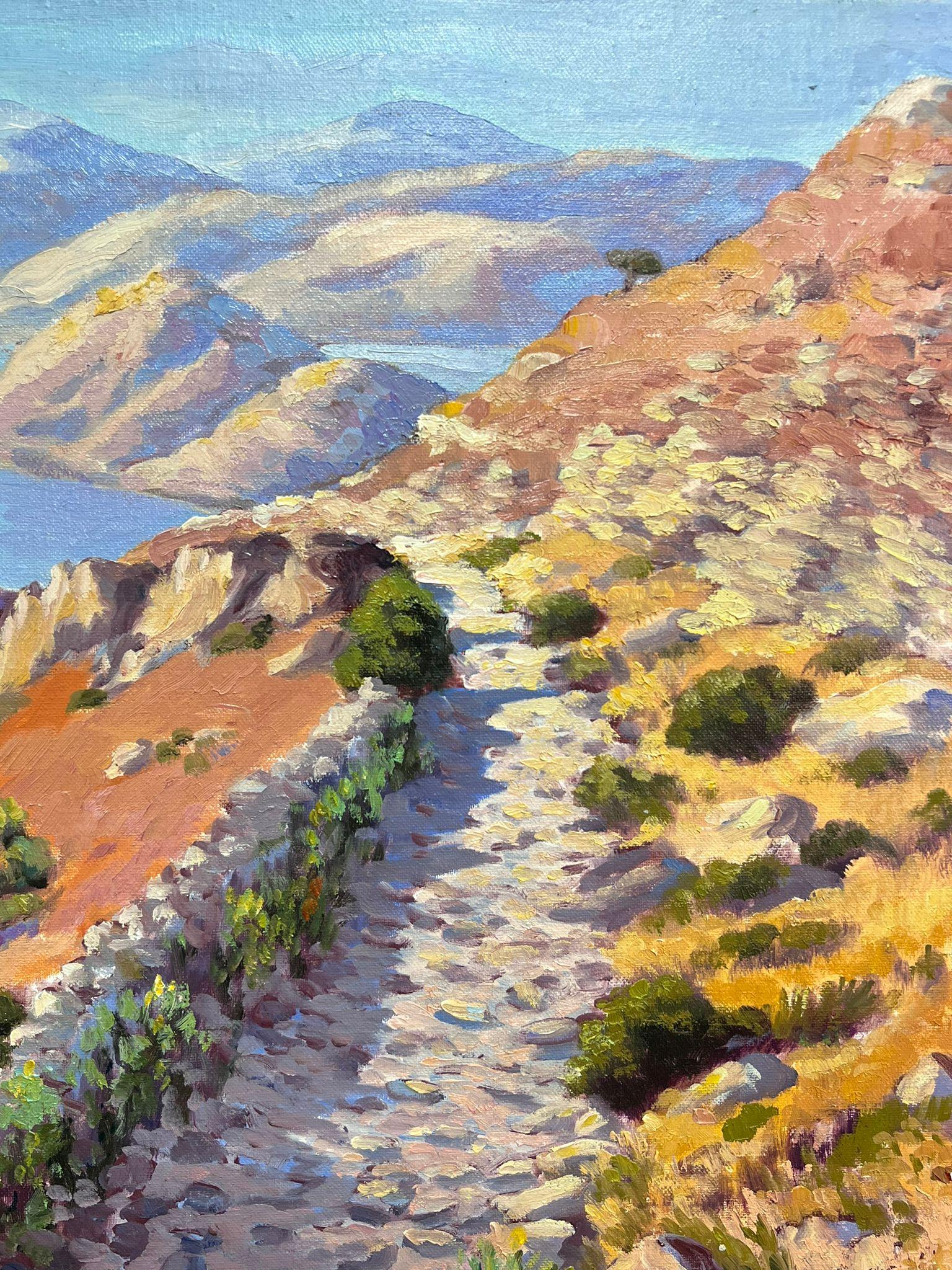Große französische Contemporary Ölgemälde Inseln im Meer vor der Küste (Braun), Landscape Painting, von Georges Bordonove