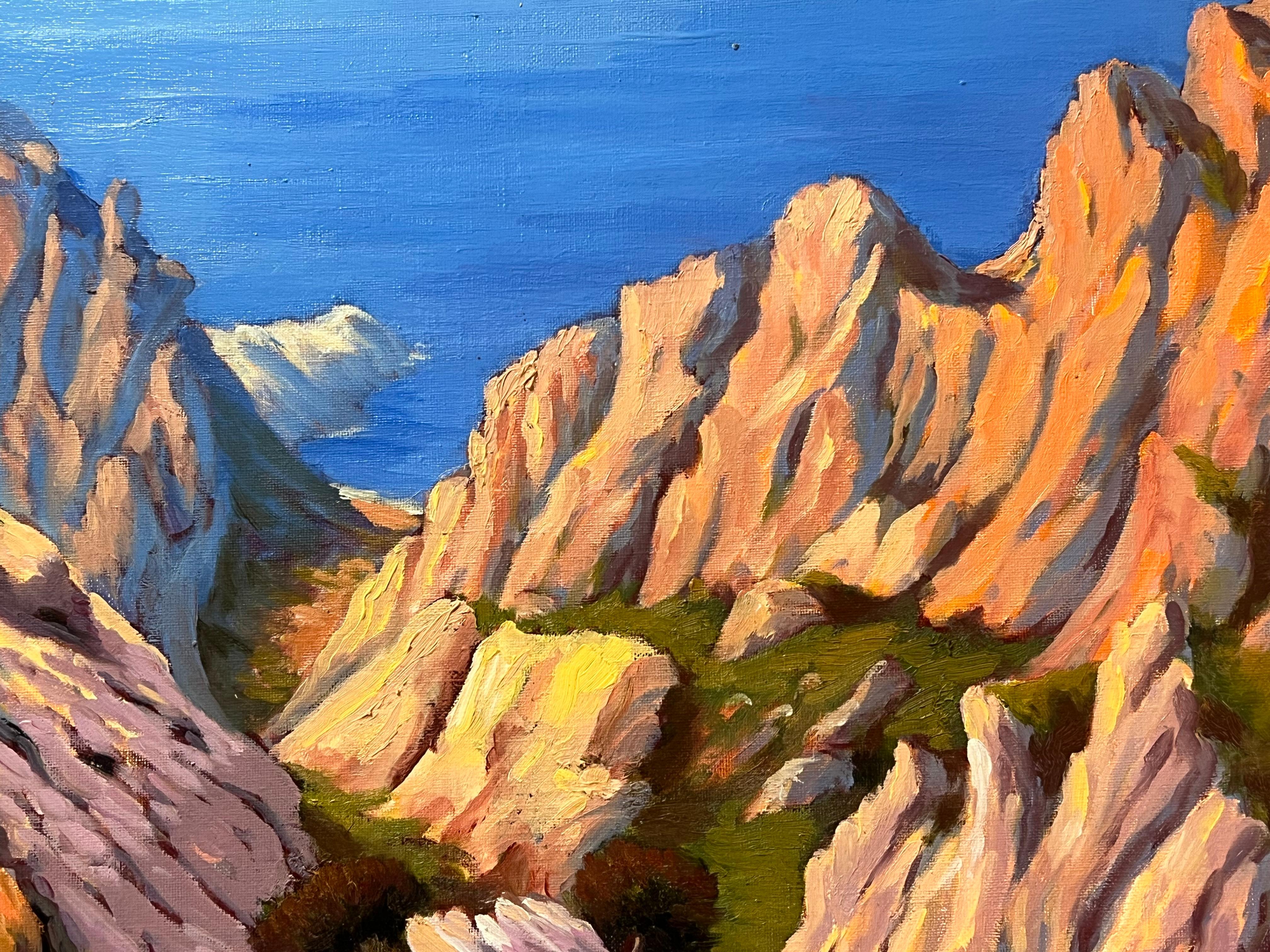 Gran cuadro al óleo francés postimpresionista Dramático paisaje marino de costa rocosa - Painting Impresionista de Georges Bordonove