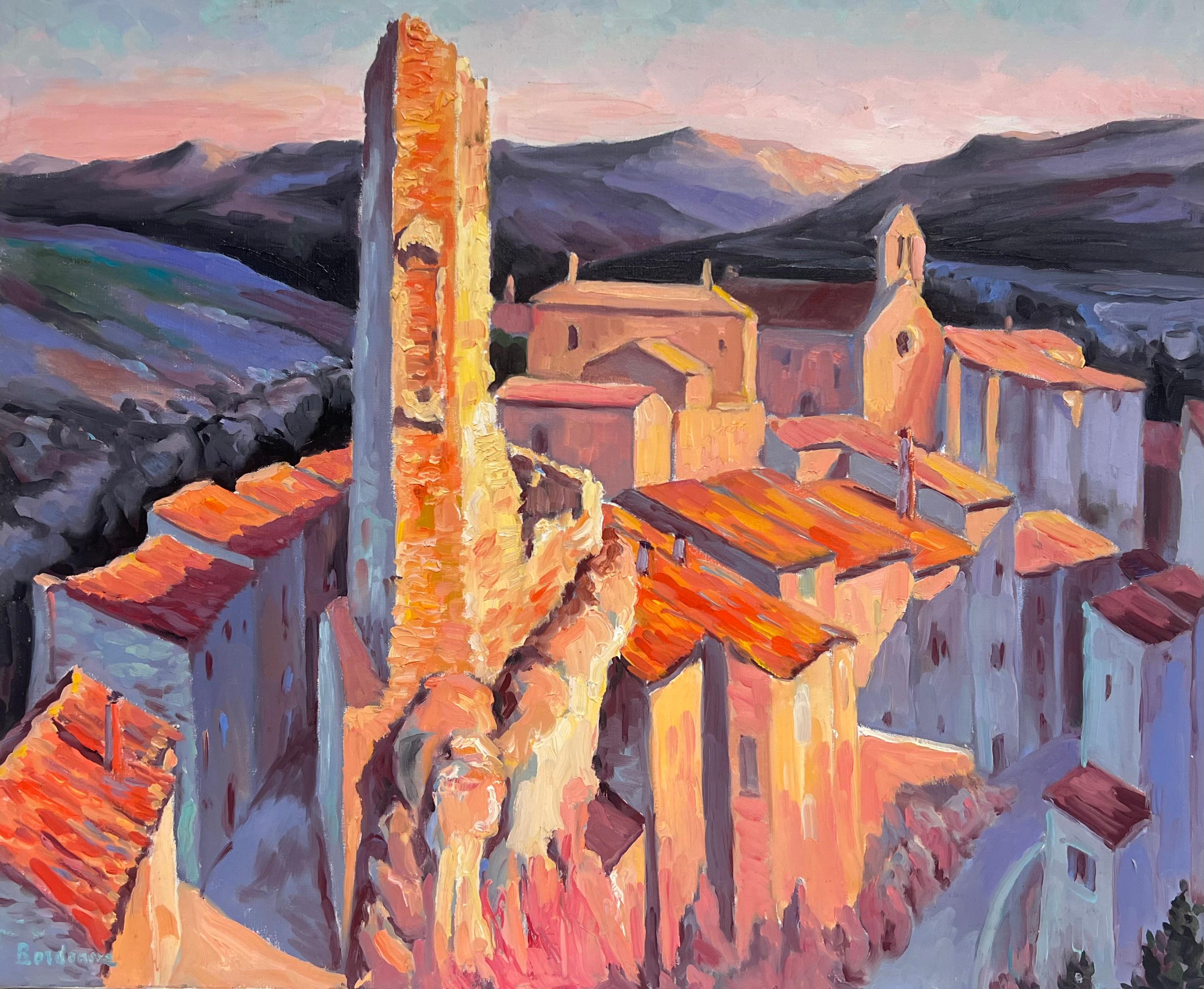 Tejados dorados iluminados por el sol 
firmado por Georges Bordonave (contemporáneo francés)
pintura al óleo sobre lienzo, sin enmarcar
lienzo: 24 x 29 pulgadas
estado: muy bueno
Procedencia: de una gran colección privada de obras de este artista,