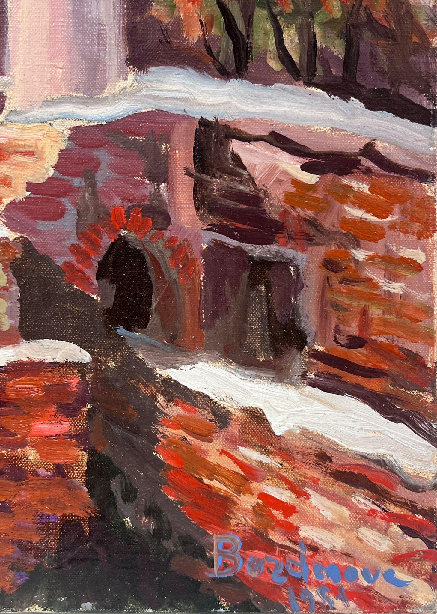Pilier en pierre rose Bâtiment en ruine Huile impressionniste française contemporaine - Impressionnisme Painting par Georges Bordonove