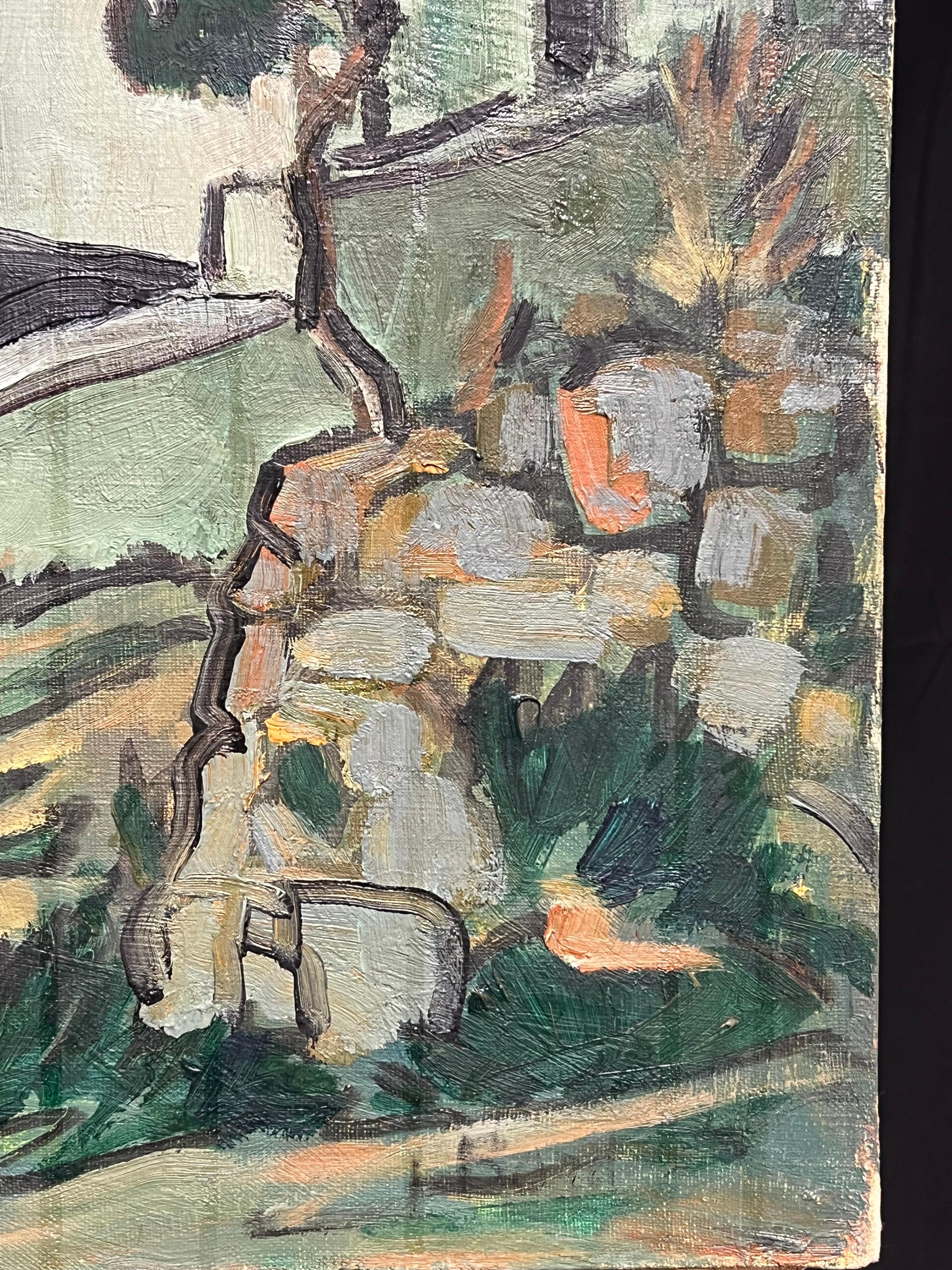 Pintura al Óleo Paisaje rústico de pueblo europeo con casitas de paja en venta 2