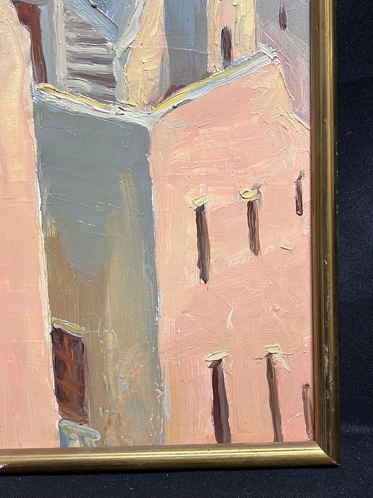Pintura al óleo francesa firmada Tejados y edificios de ciudades antiguas del norte de África 1