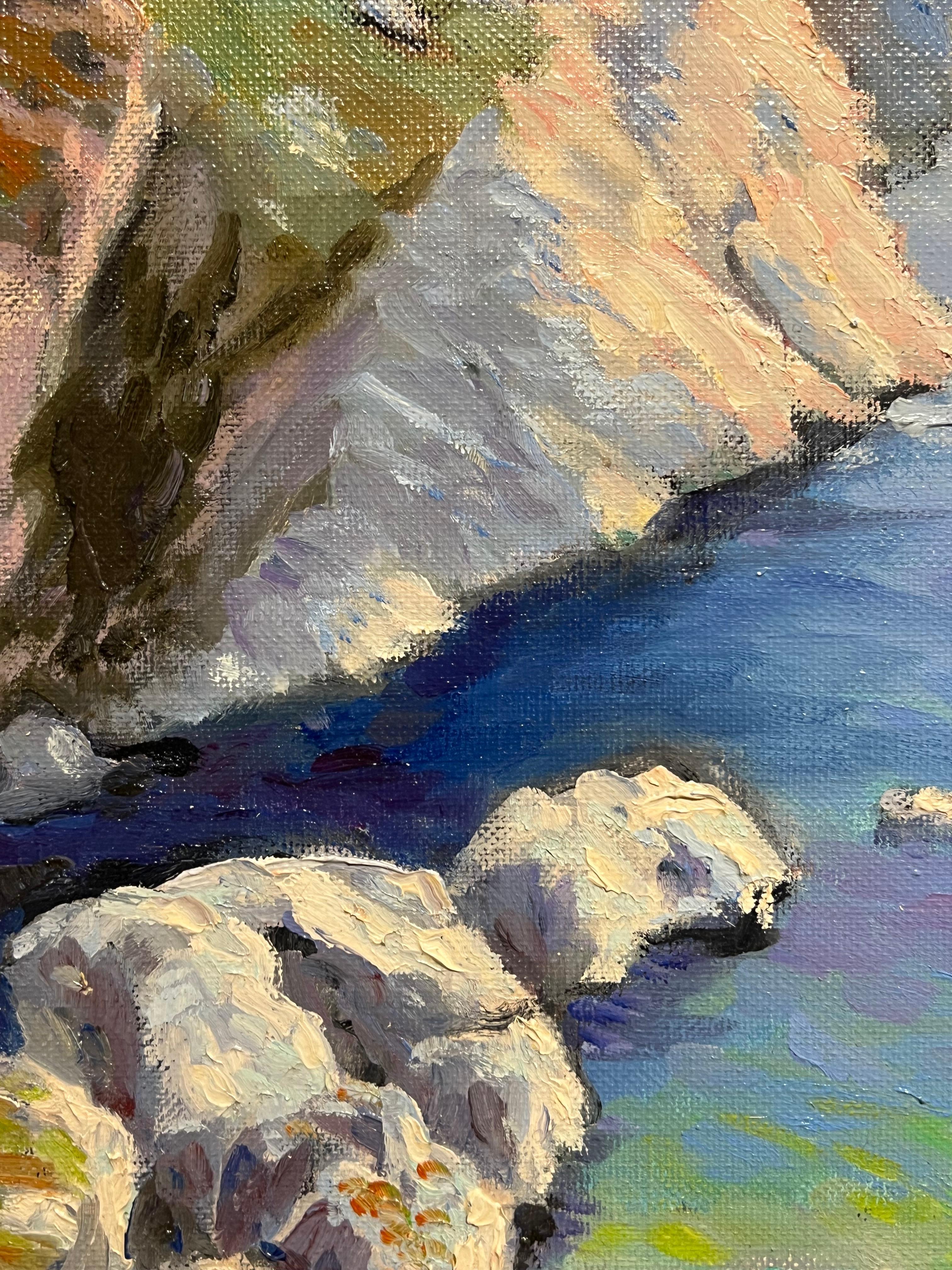 Le littoral grec
de Georges Bordonave (contemporain français)
peinture à l'huile sur toile signée, encadrée
titré au verso
encadré : 23 x 26 pouces
toile : 18 x 22 pouces
inscrit au verso
état : très bon
Provenance : d'une grande collection privée