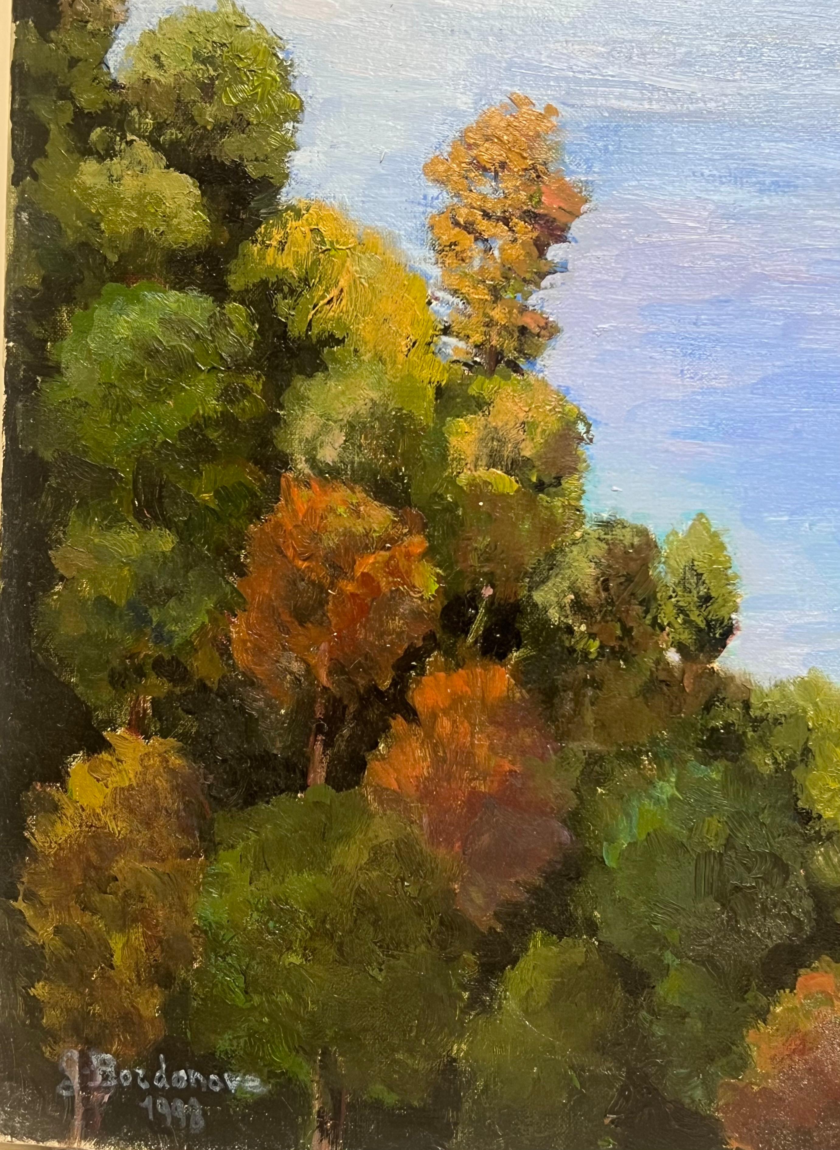 Towering Coral Cliffs Over Bright Blue Sea French Impressionist Oil Painting For Sale 7