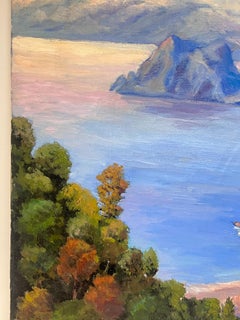 Towering Coral Cliffs Over Bright Blue Sea French Impressionist Oil Painting