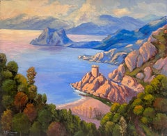 Acantilados de coral sobre un mar azul brillante Pintura al óleo impresionista francesa