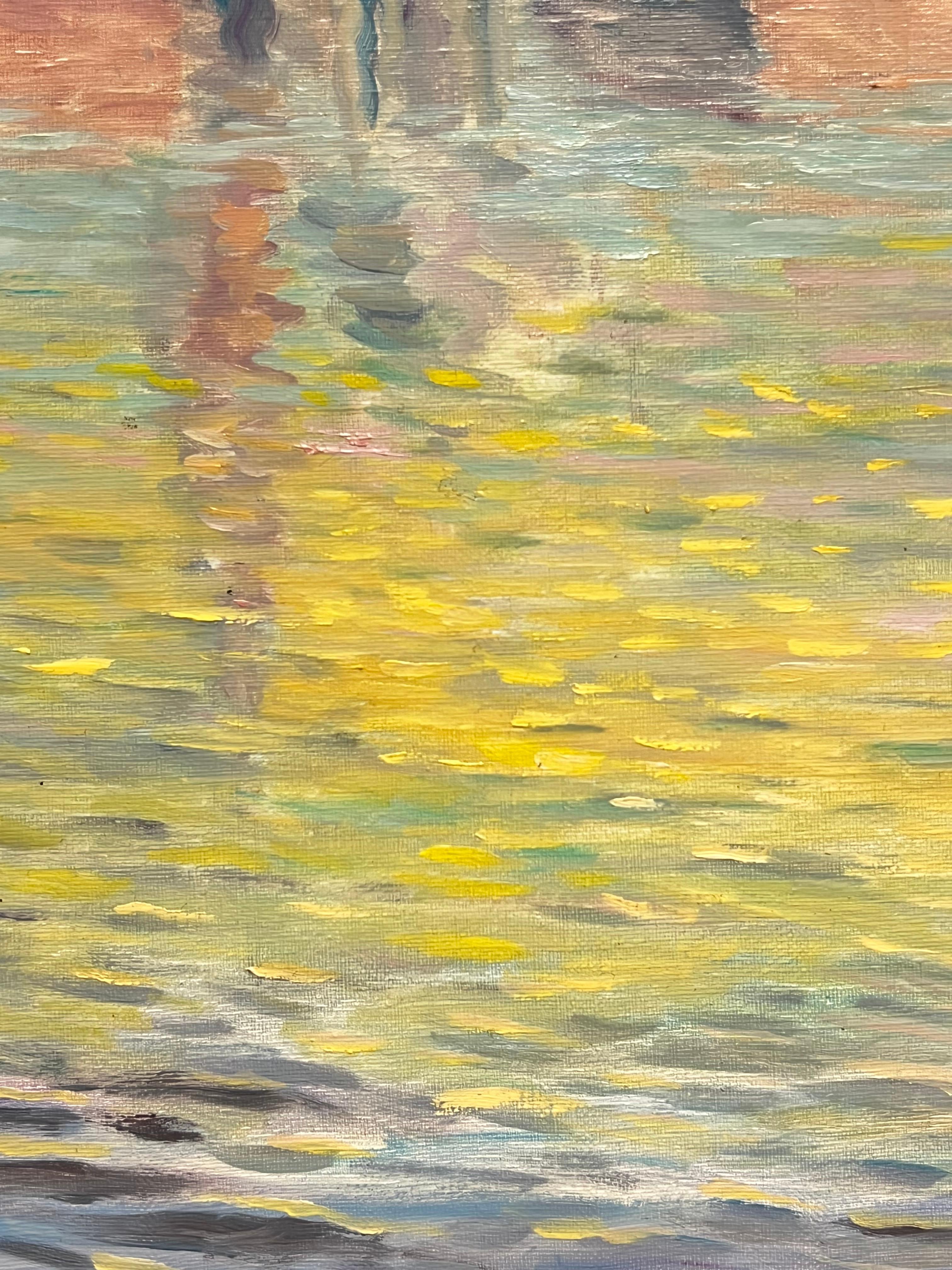 Venetian Reflections at Dusk Oil Painting of San Giorgio Maggiore Painting For Sale 8