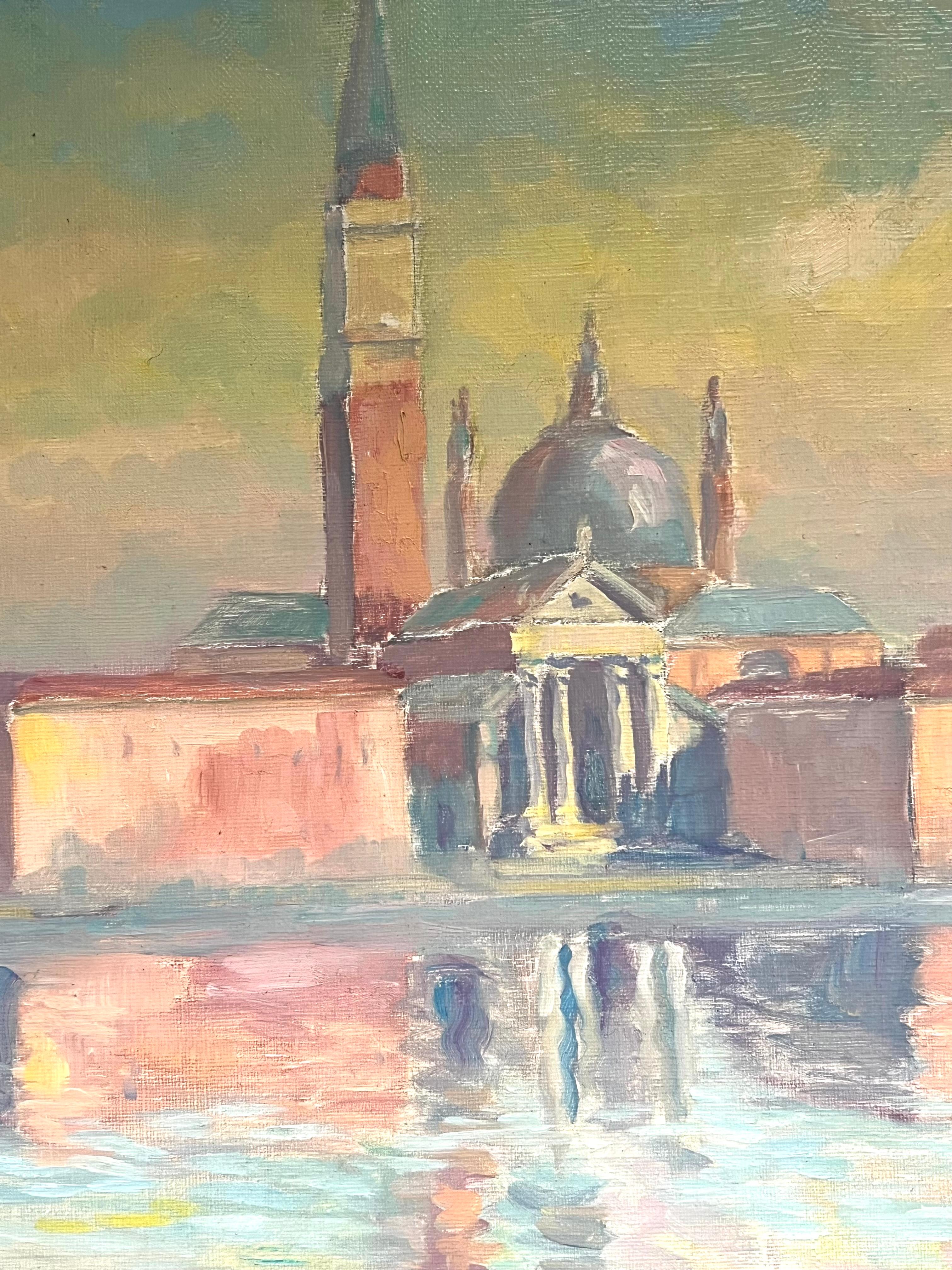 Venetian Reflections at Dusk Oil Painting of San Giorgio Maggiore Painting For Sale 2