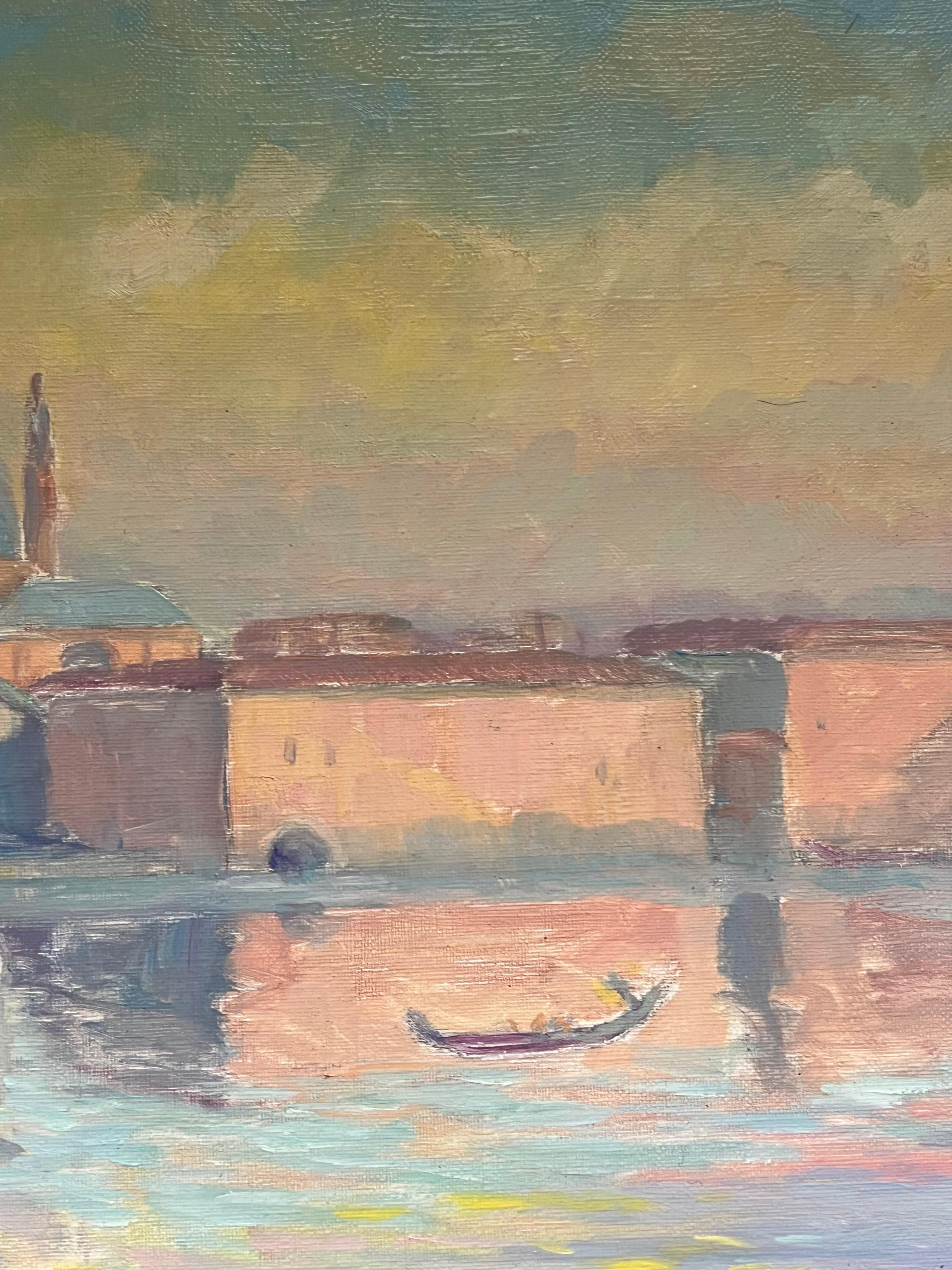 Venetian Reflections at Dusk Oil Painting of San Giorgio Maggiore Painting For Sale 3