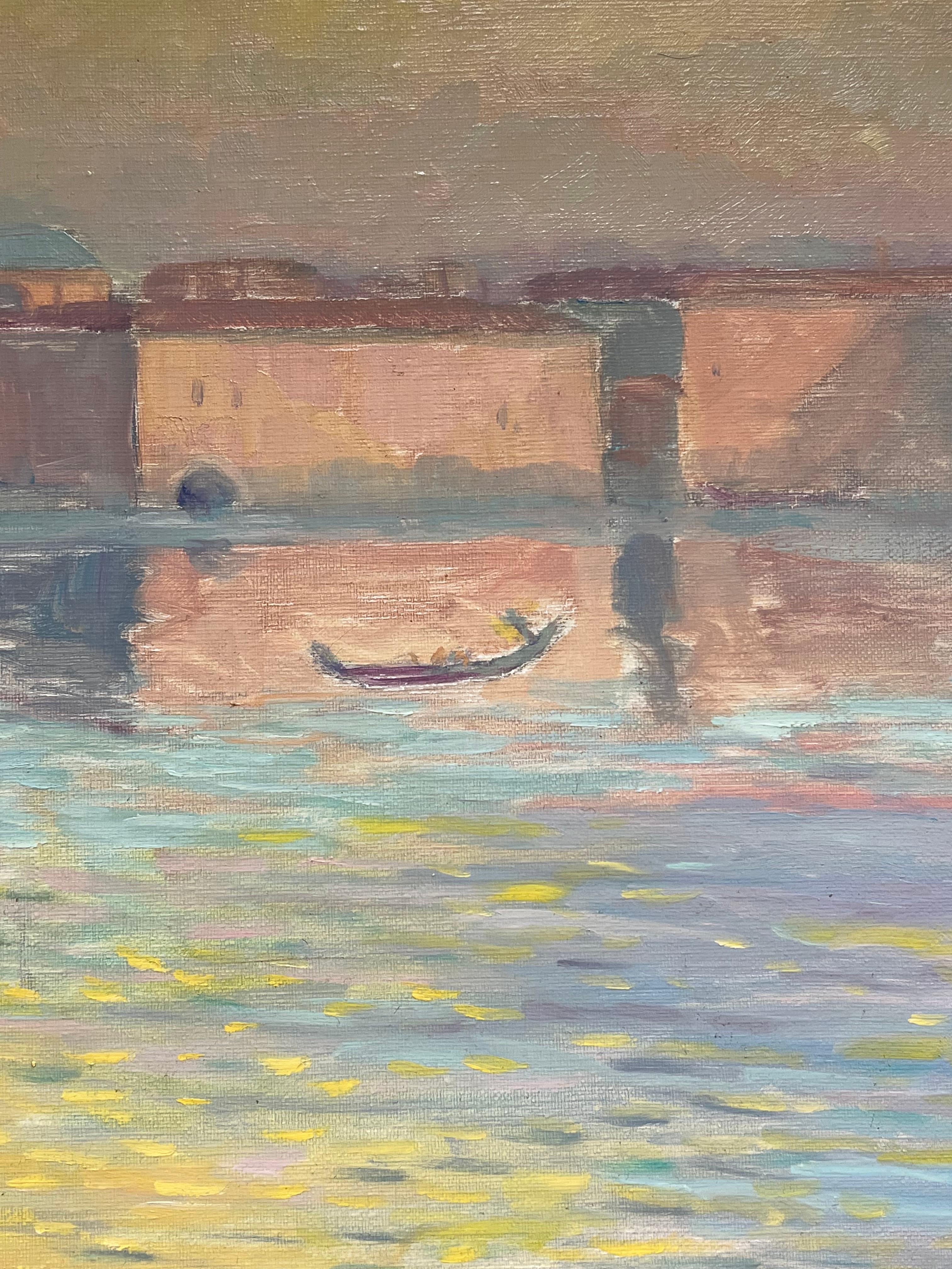 Venetian Reflections at Dusk Oil Painting of San Giorgio Maggiore Painting For Sale 4
