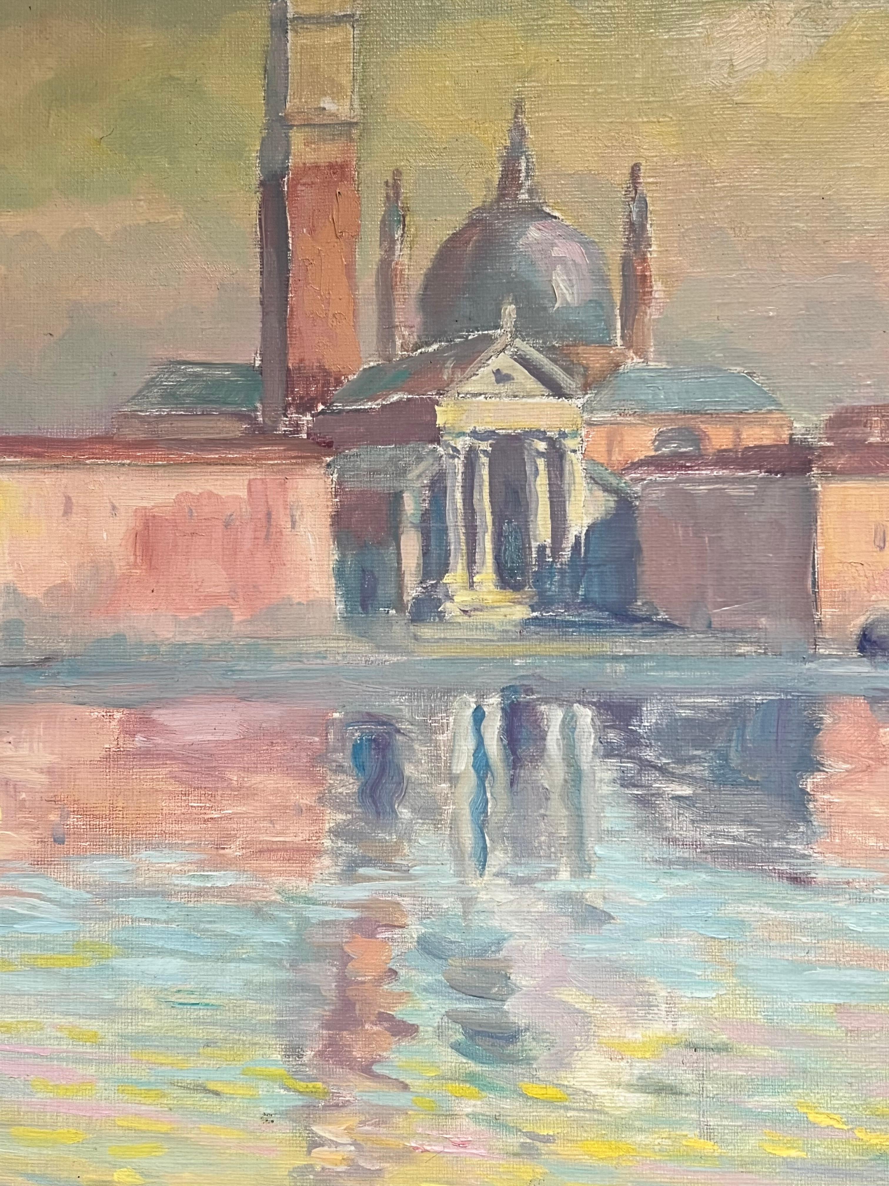 Venetian Reflections at Dusk Oil Painting of San Giorgio Maggiore Painting For Sale 5
