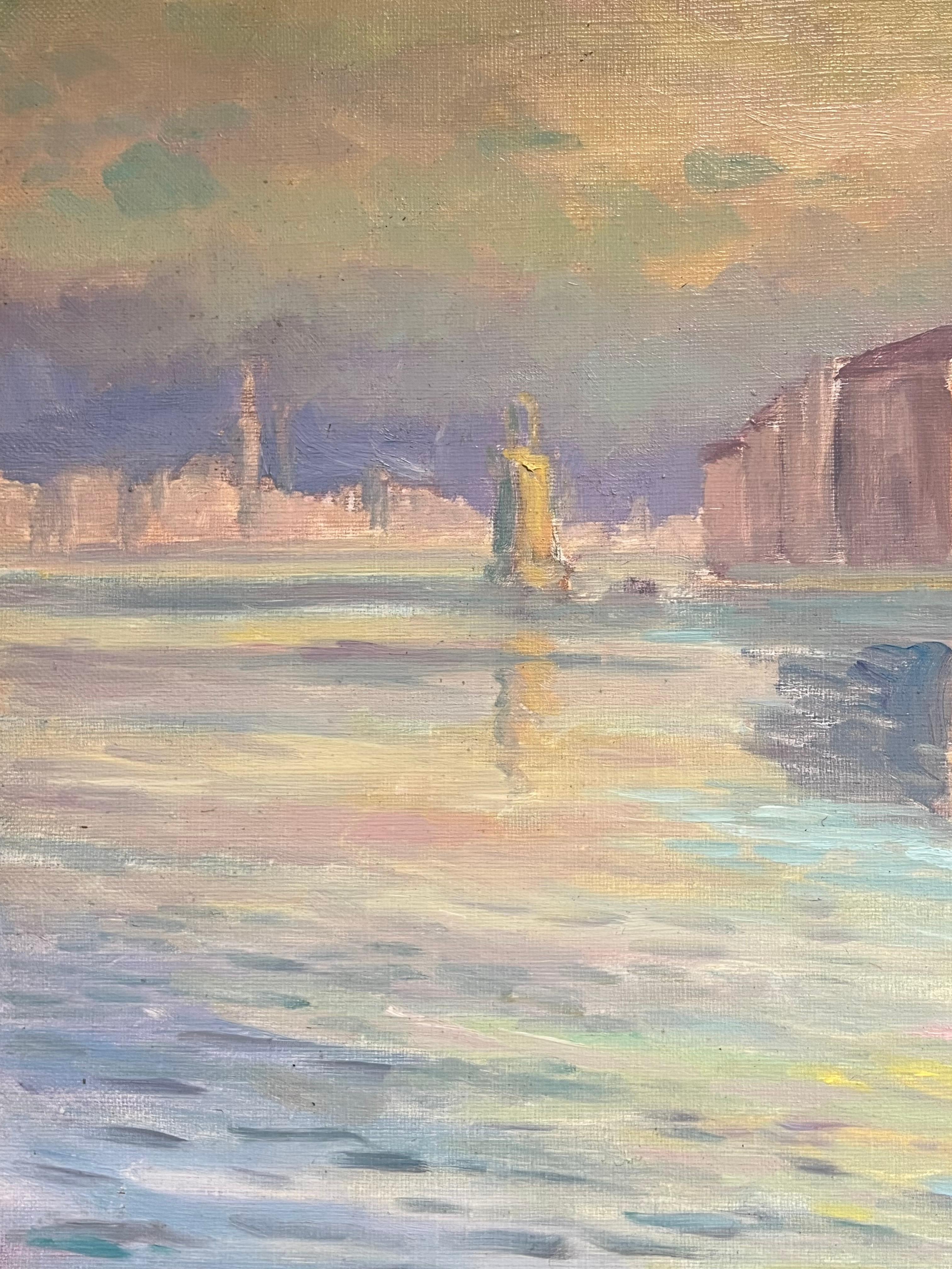 Venetian Reflections at Dusk Oil Painting of San Giorgio Maggiore Painting For Sale 6