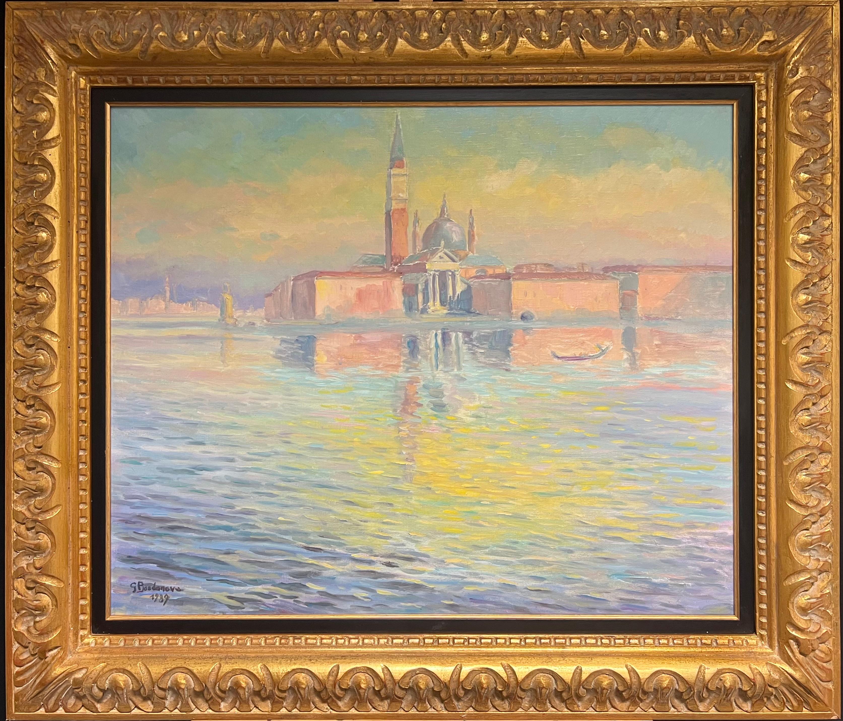 Venezianische Reflexionen in der Dämmerung, Ölgemälde von San Giorgio Maggiore, Gemälde