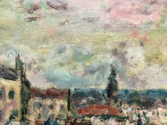 Mid 20th Century French Post-Impressionist Grand Place De Charroux Vienna Town
