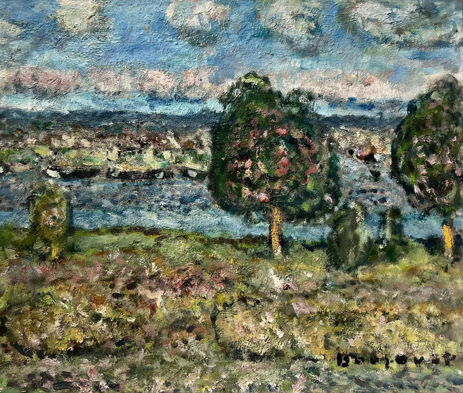 Mitte des 20. Jahrhunderts Französisch Post-Impressionist signiert Öl entlang der River Bank – Painting von Georges Bousquait