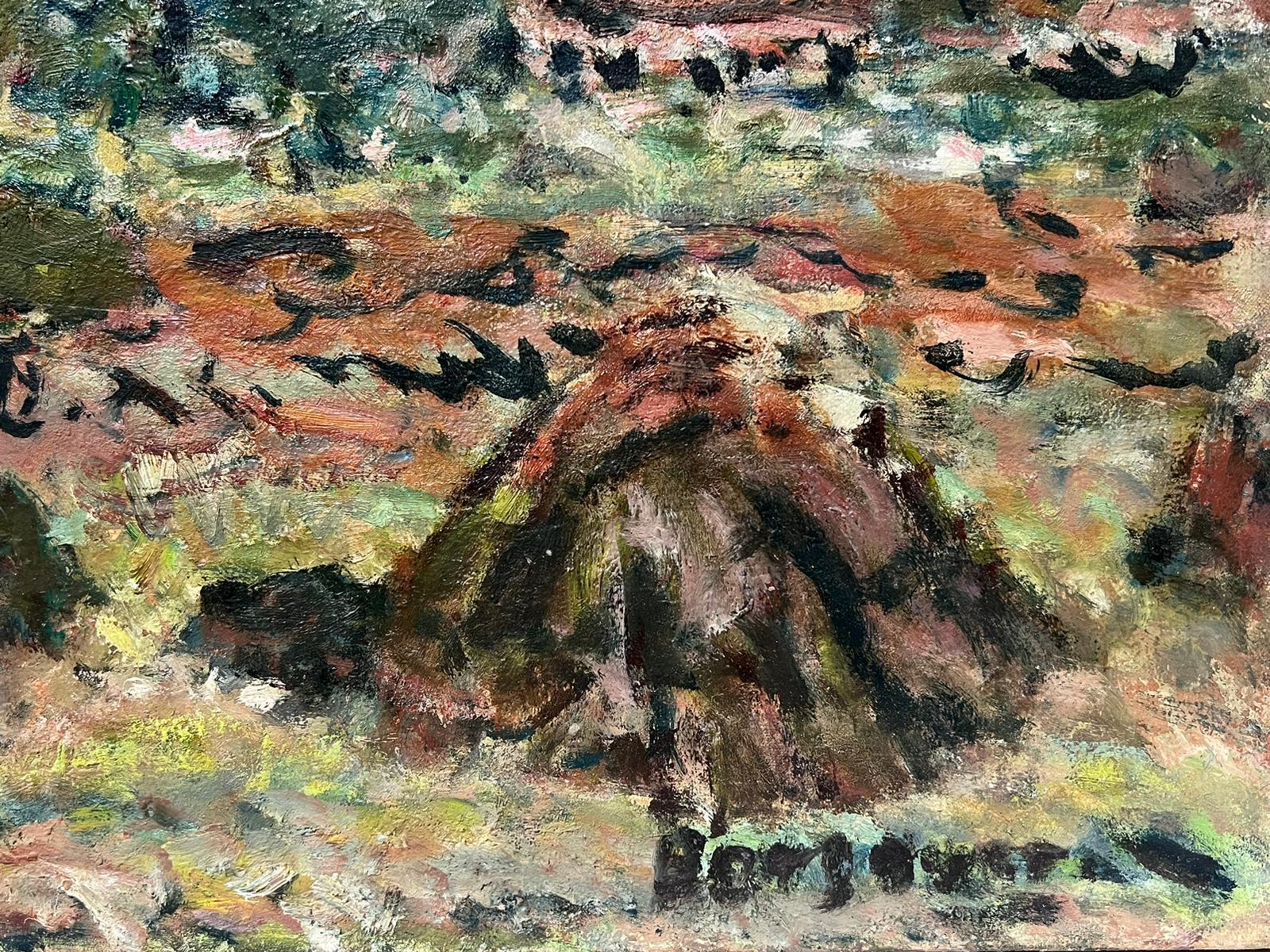 Huile de la vallée de la France du milieu du 20e siècle, signée par les post-impressionnistes - Post-impressionnisme Painting par Georges Bousquait