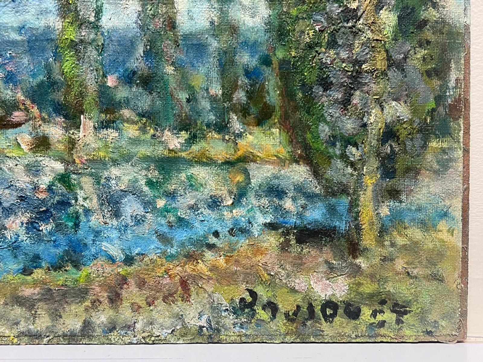 Mitte des 20. Jahrhunderts Französisch Post-Impressionist signiert Öl Flusslandschaft Sommer (Post-Impressionismus), Painting, von Georges Bousquait