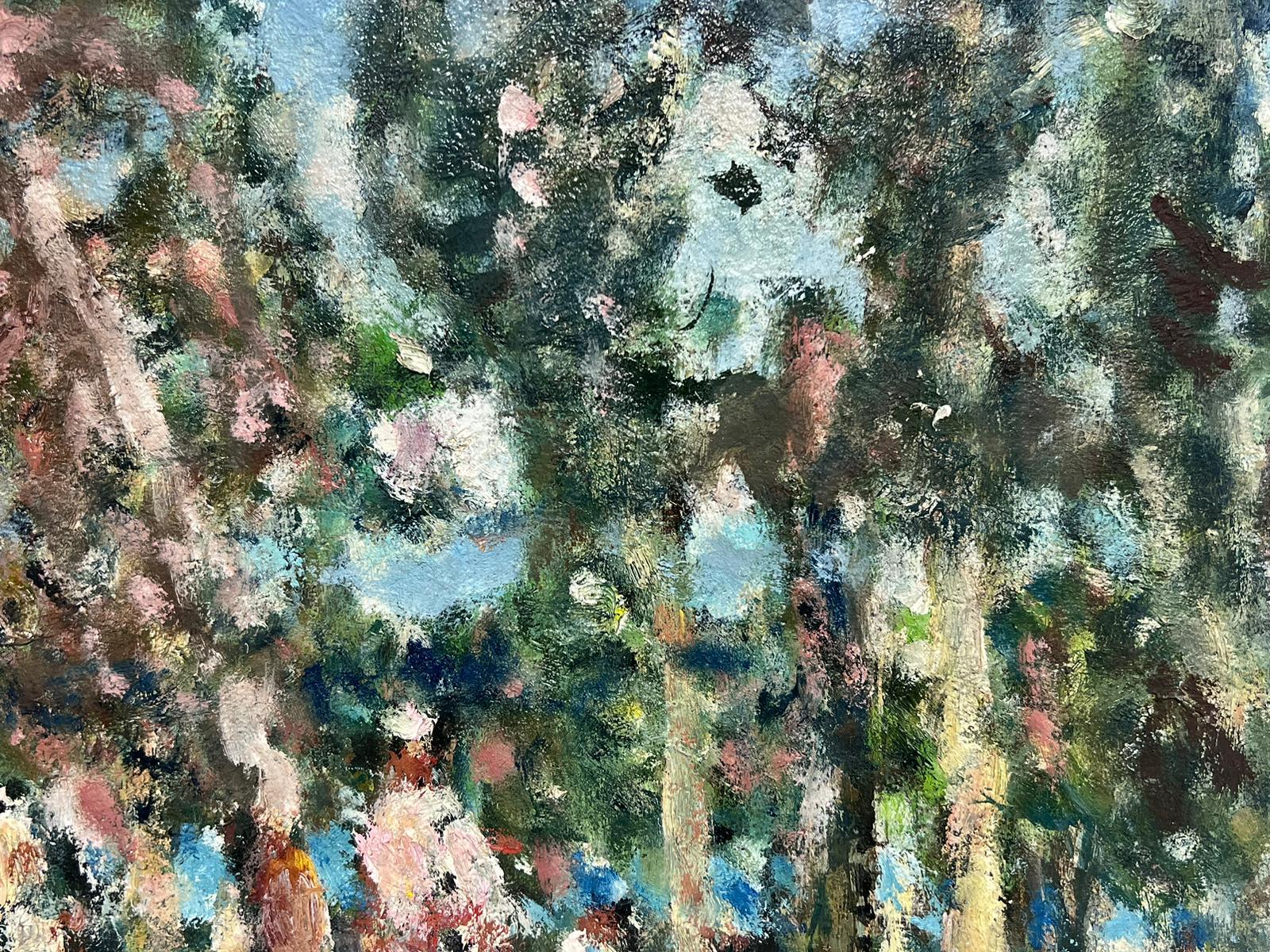 Mid 20th Century French Post-Impressionist White Figures In Woodland Landscape For Sale 1