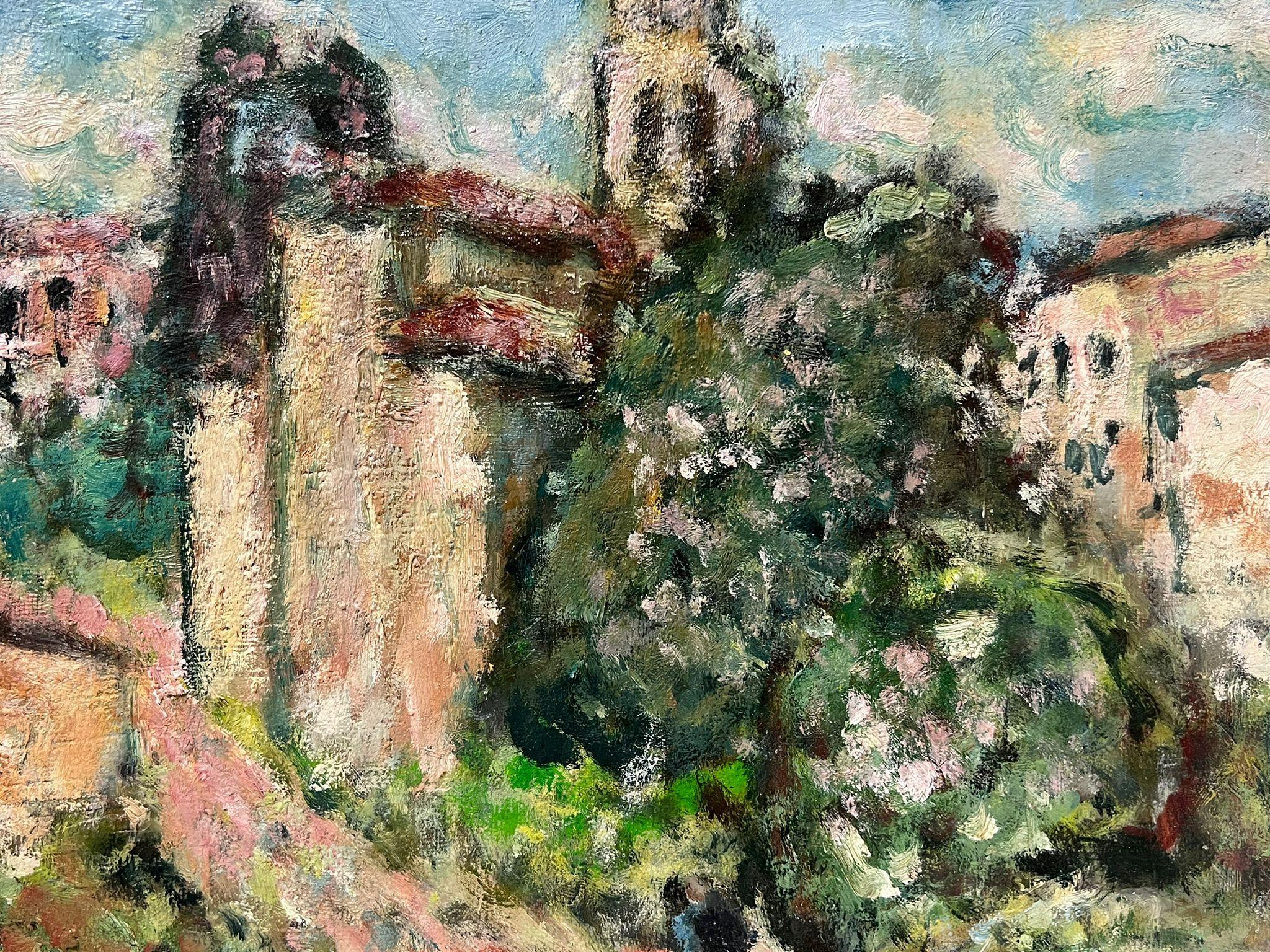 Olio della metà del XX secolo firmato Post-Impressionista La Cassaigne Townes On Hill 2