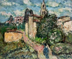 Olio della metà del XX secolo firmato Post-Impressionista La Cassaigne Townes On Hill