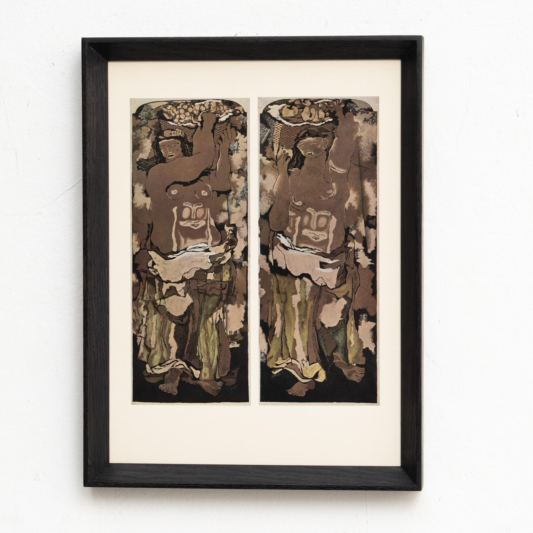 Georges Braque Farbklischee-Druck, gerahmt, 1948 (Moderne der Mitte des Jahrhunderts) im Angebot