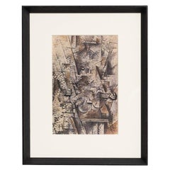 Grabado en cliché en color de Georges Braque, enmarcado, 1948