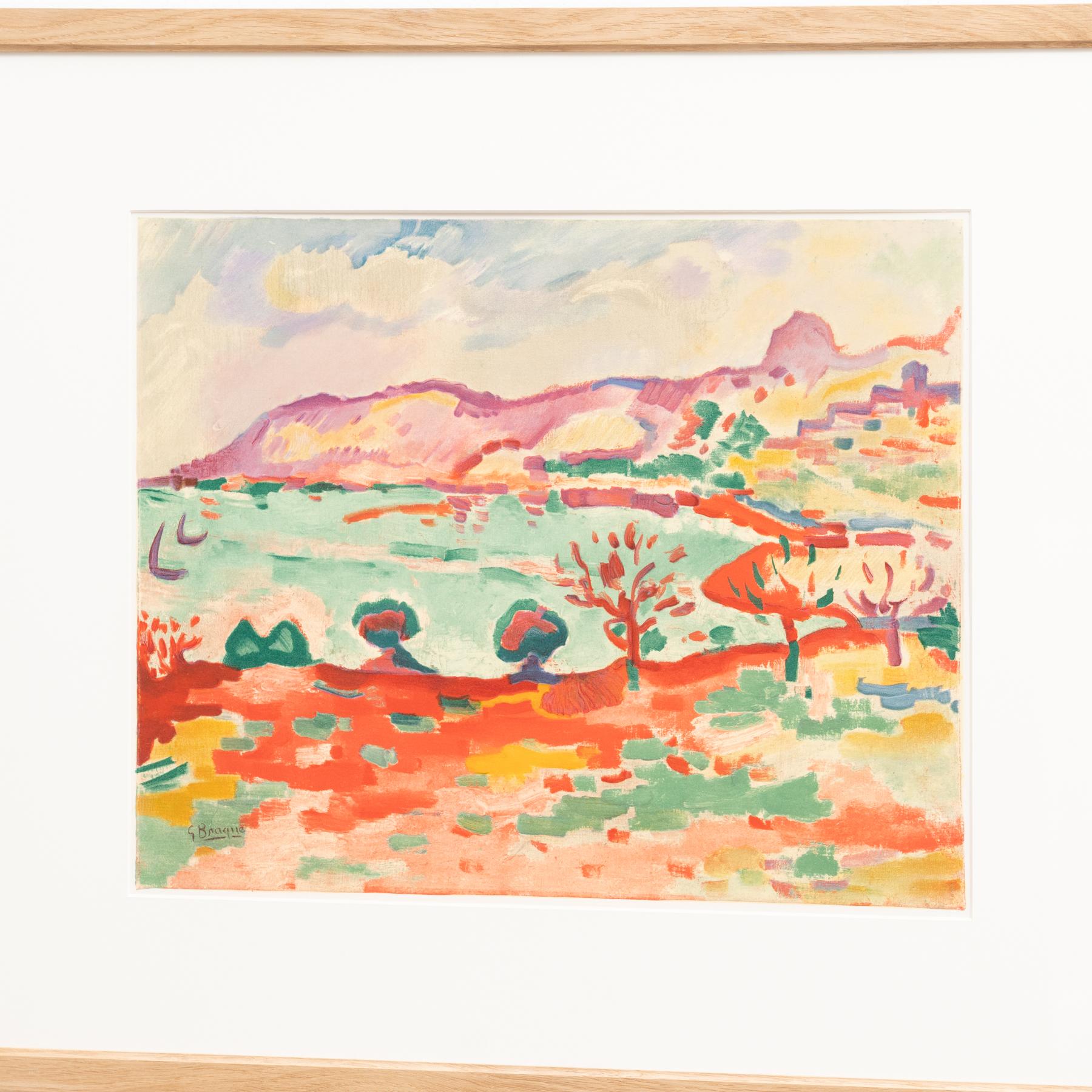 Lithographie en couleurs encadrée de Georges Braque 