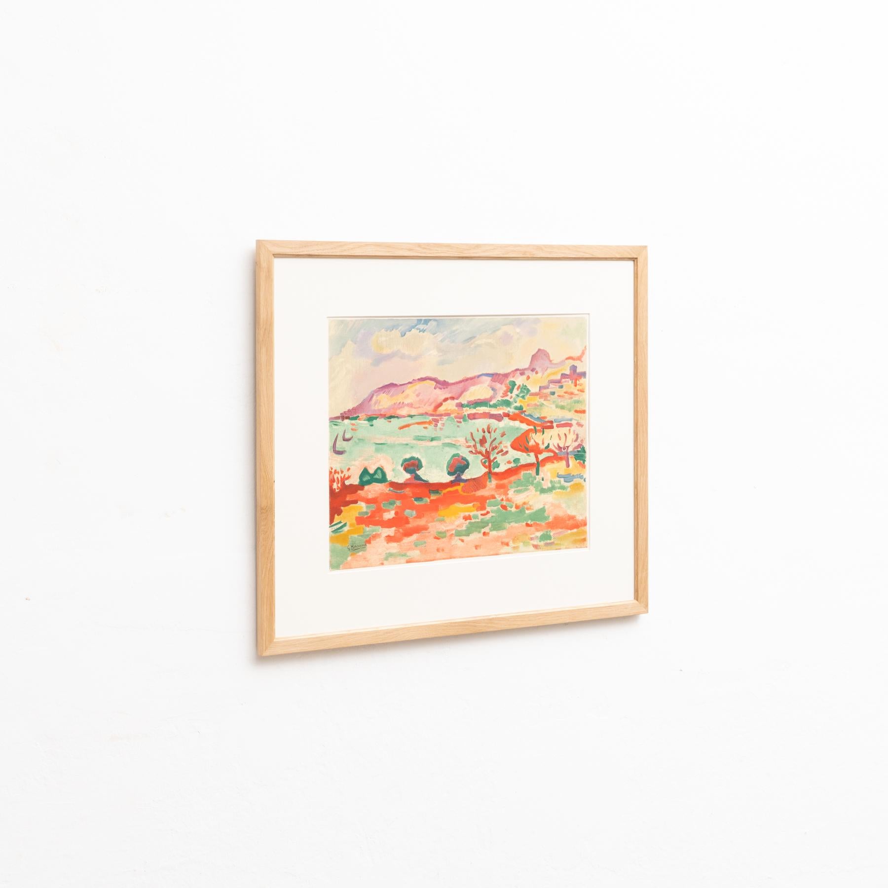 Georges Braque Gerahmte Farblithographie 'Paysage à l'Estaque', um 1906 (Französisch) im Angebot