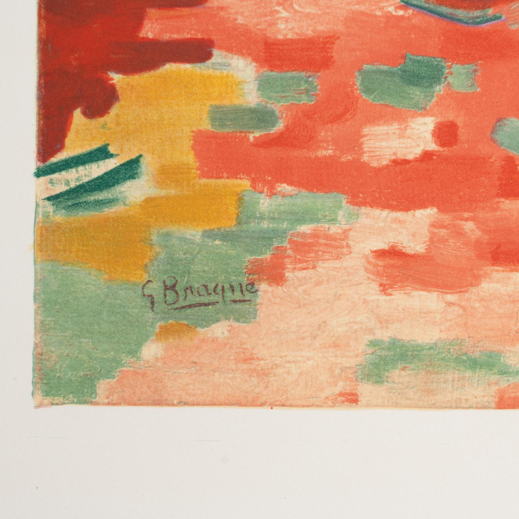 Fin du 20e siècle Lithographie en couleurs encadrée de Georges Braque 