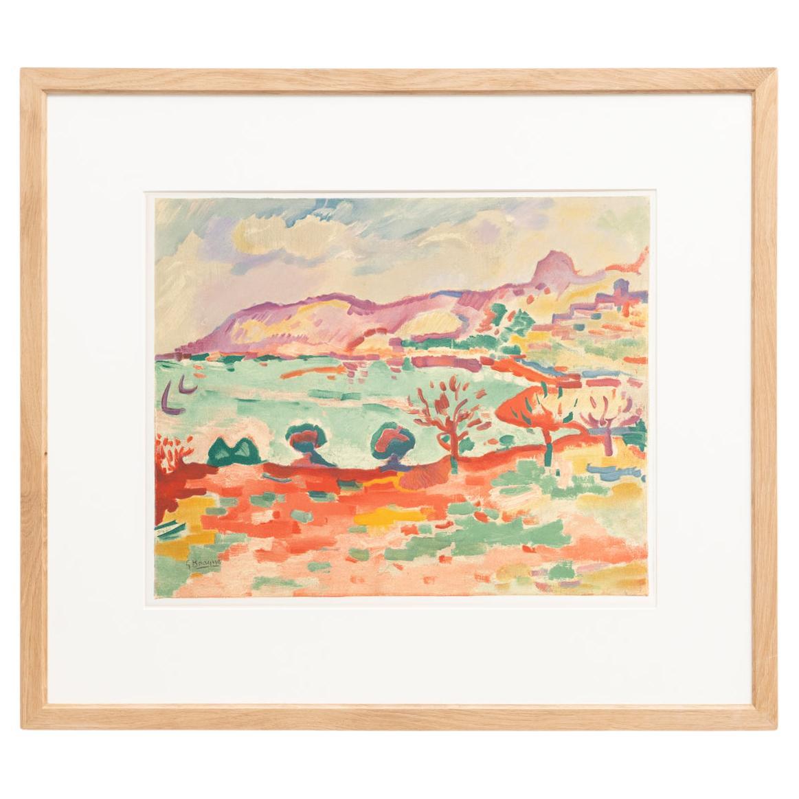 Lithographie en couleurs encadrée de Georges Braque "Port de Collioure", vers 1972