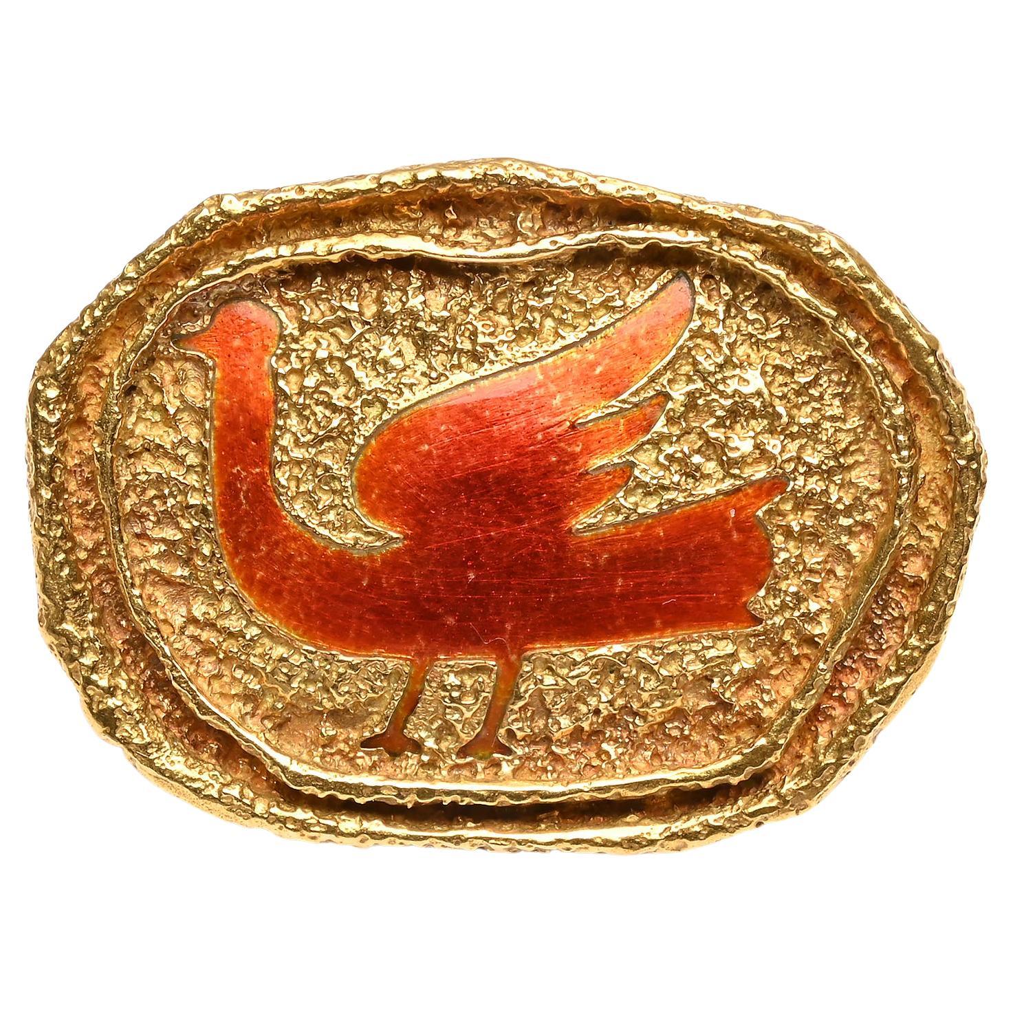 Georges Braque Gold and Enamel Bird Brooch