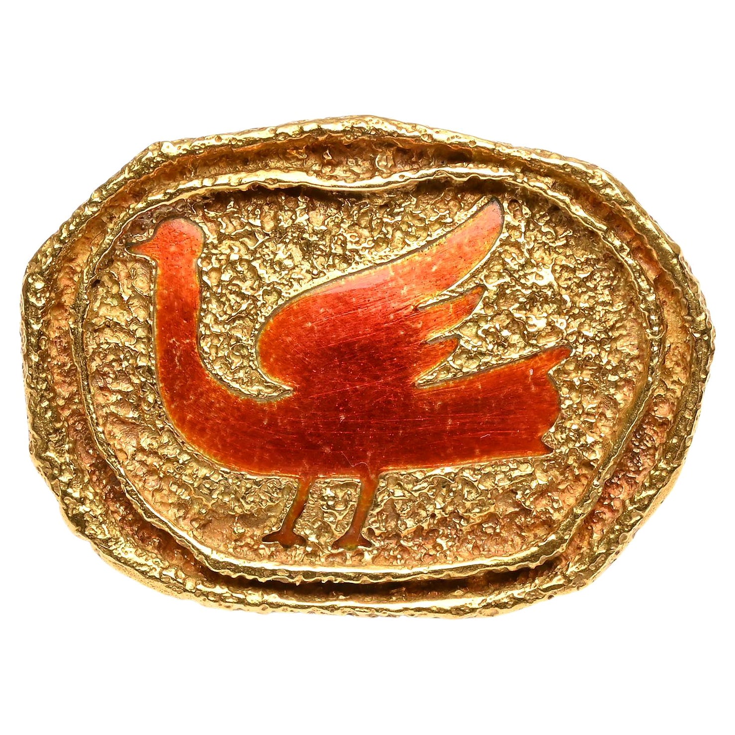 Georges Braque Gold and Enamel Bird Brooch For Sale