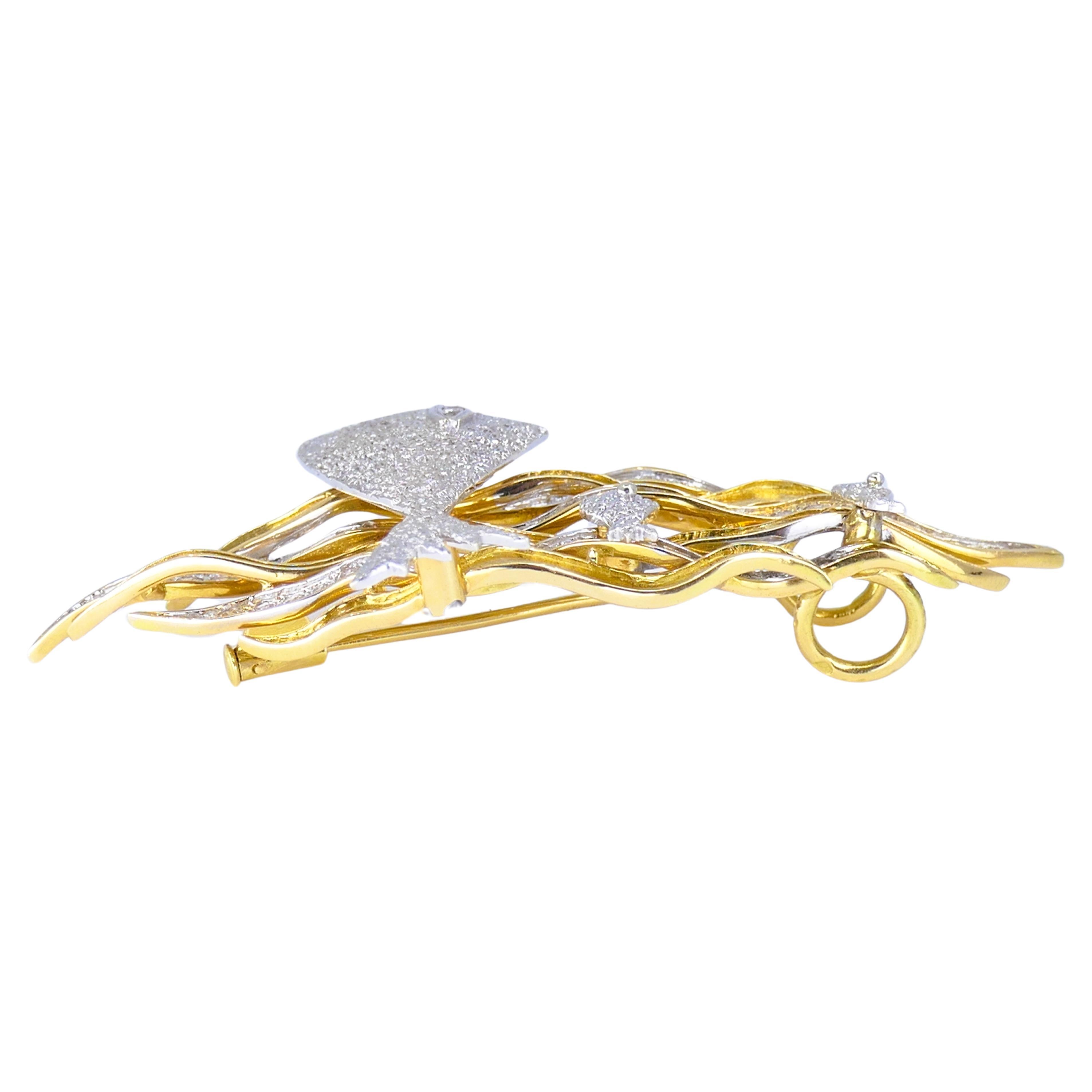 Georges Braque Hebe Brooch 18k Gold Diamond Pendant Estate Jewelry In Good Condition For Sale In Beverly Hills, CA