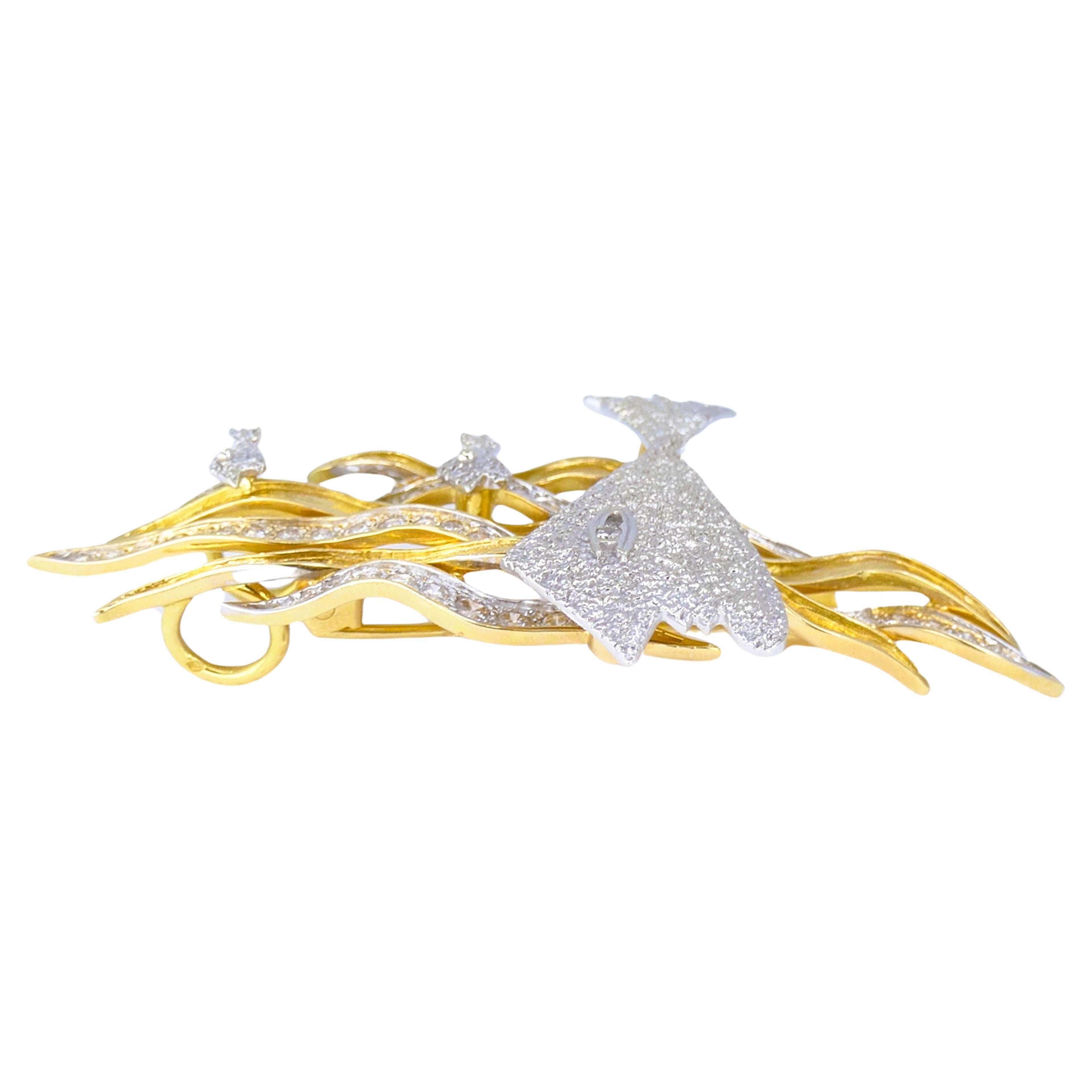 Women's or Men's Georges Braque Hebe Brooch 18k Gold Diamond Pendant Estate Jewelry For Sale