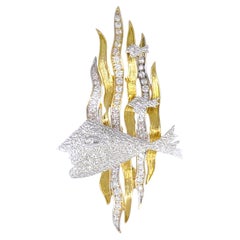 Georges Braque Hebe Brosche 18k Gold Diamant-Anhänger Estate Jewelry