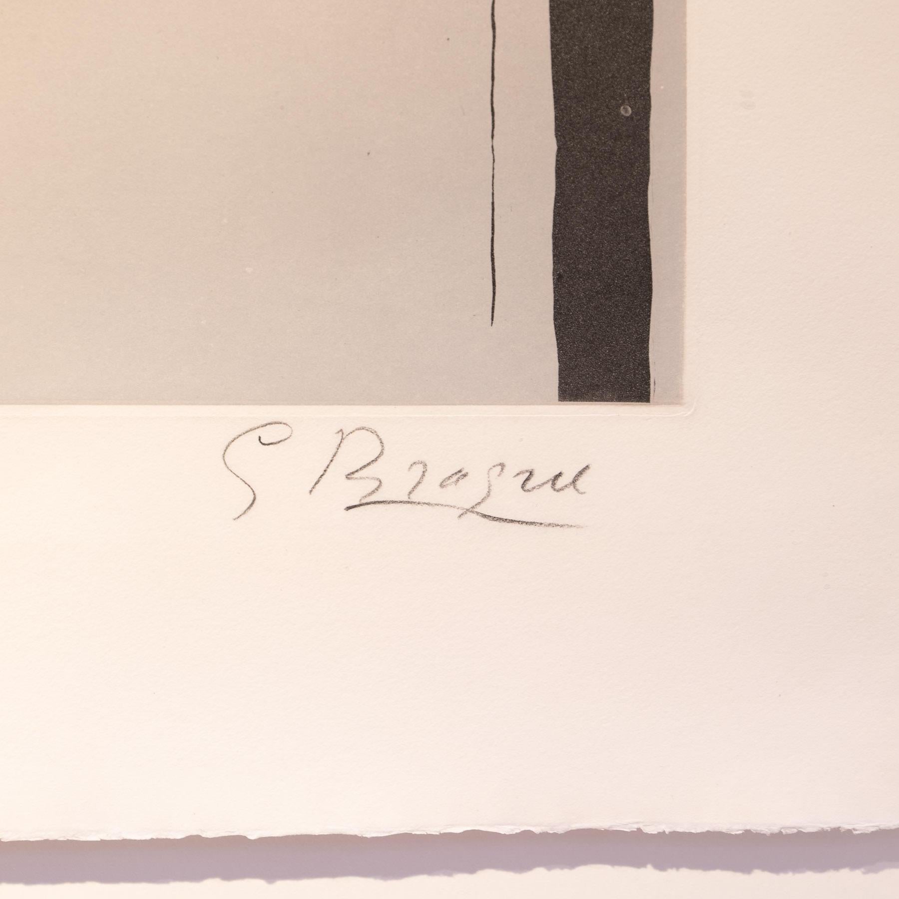 Georges Braque (1882 Argenteuil - 1963 Paris)
« L'oiseau et son ombre III »
Gravure à l'aquatinte en couleurs sur BFK Rives, réalisée en 1961
Editeur : Maeght, Paris
numérotée, signée et datée
Exemplaire 14/75, édition d'environ 80 exemplaires
WVZ