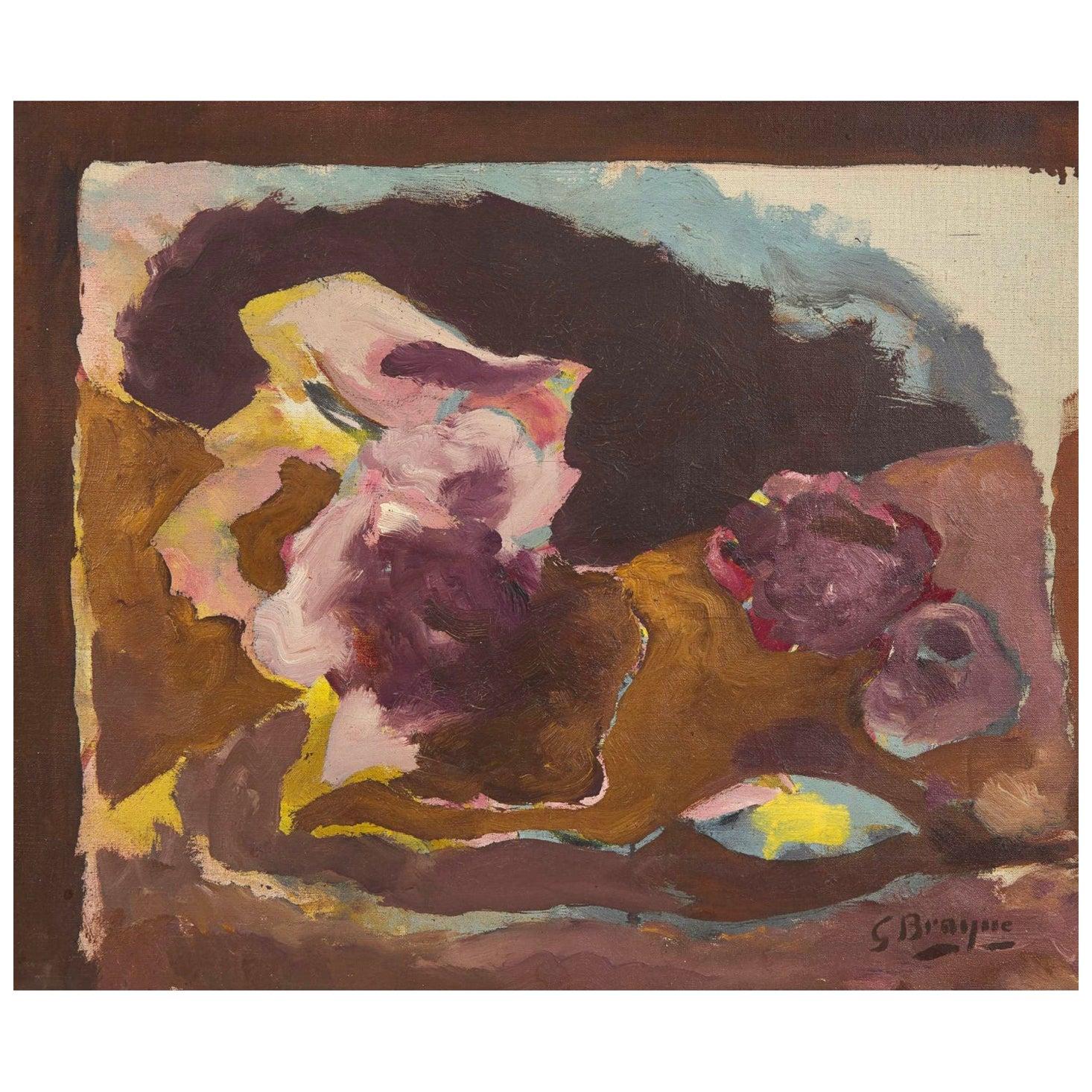 Georges Braque (French, 1882-1963) - Nature Morte au Pot
Signed ‘G Braque' (underlined) bottom right
Oil on canvas
Canvas: 18 x 21.75 in. (45.7 x 55.2cm)
Framed: 26 x 30 inches
Executed circa 1959

Provenance:
Galerie Beyeler, Basel,