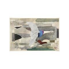 1955 lithographie de Georges Braque - Verve - Composition aux oiseaux