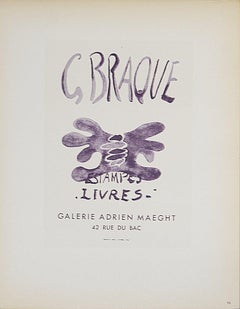 1959 After Georges Braque 'Estampes Livres Galerie Maeght' Cubism Purple France
