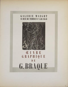 1959 After Georges Braque 'Galerie Maeght' Cubism Brown, Gray France Lithograph