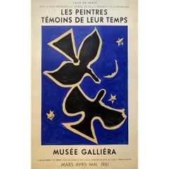 1961 original exhibition poster of Georges Braque at the Musée Galliéra