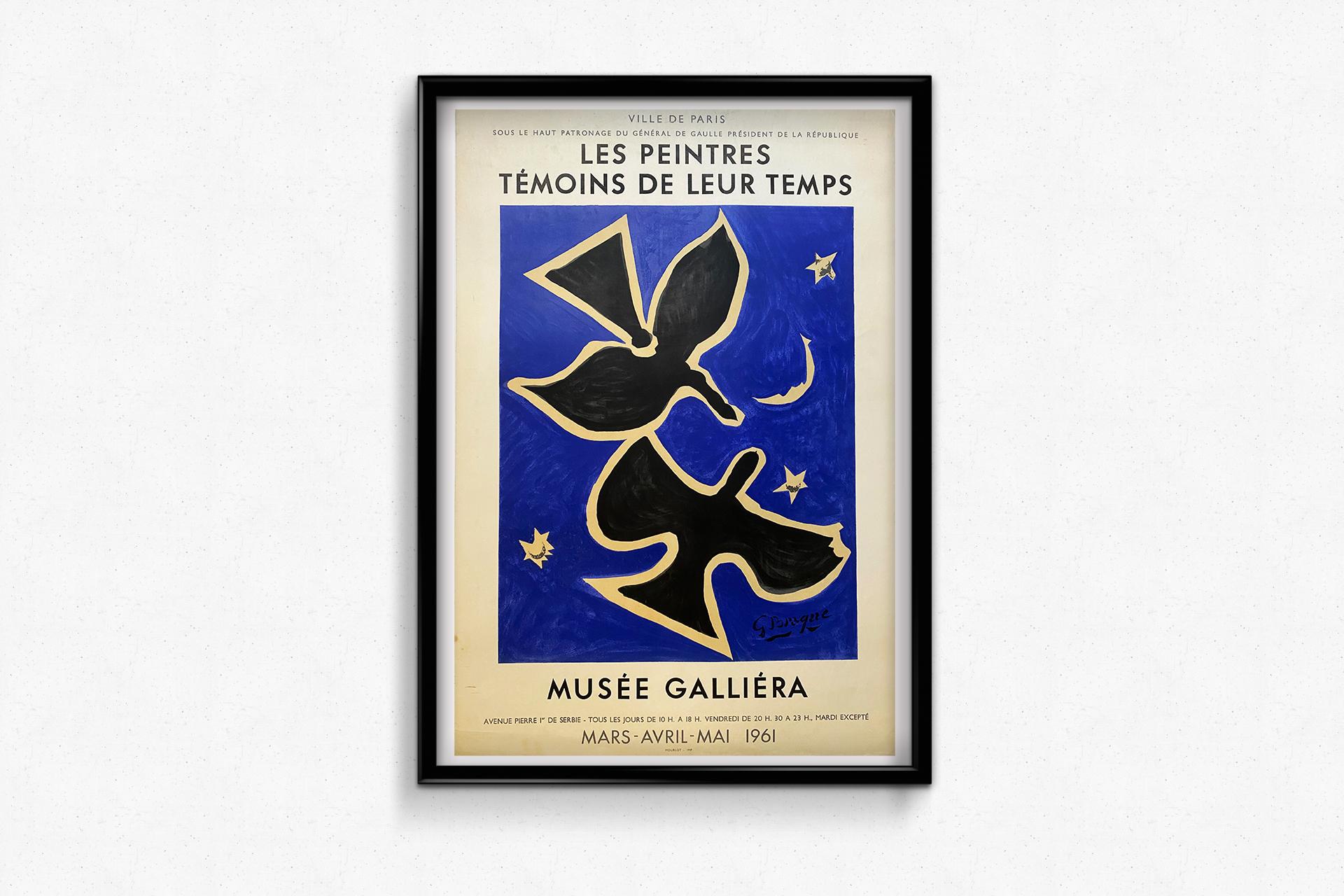 1961 original exhibition poster of Georges Braque at the Musée Galliéra For Sale 1