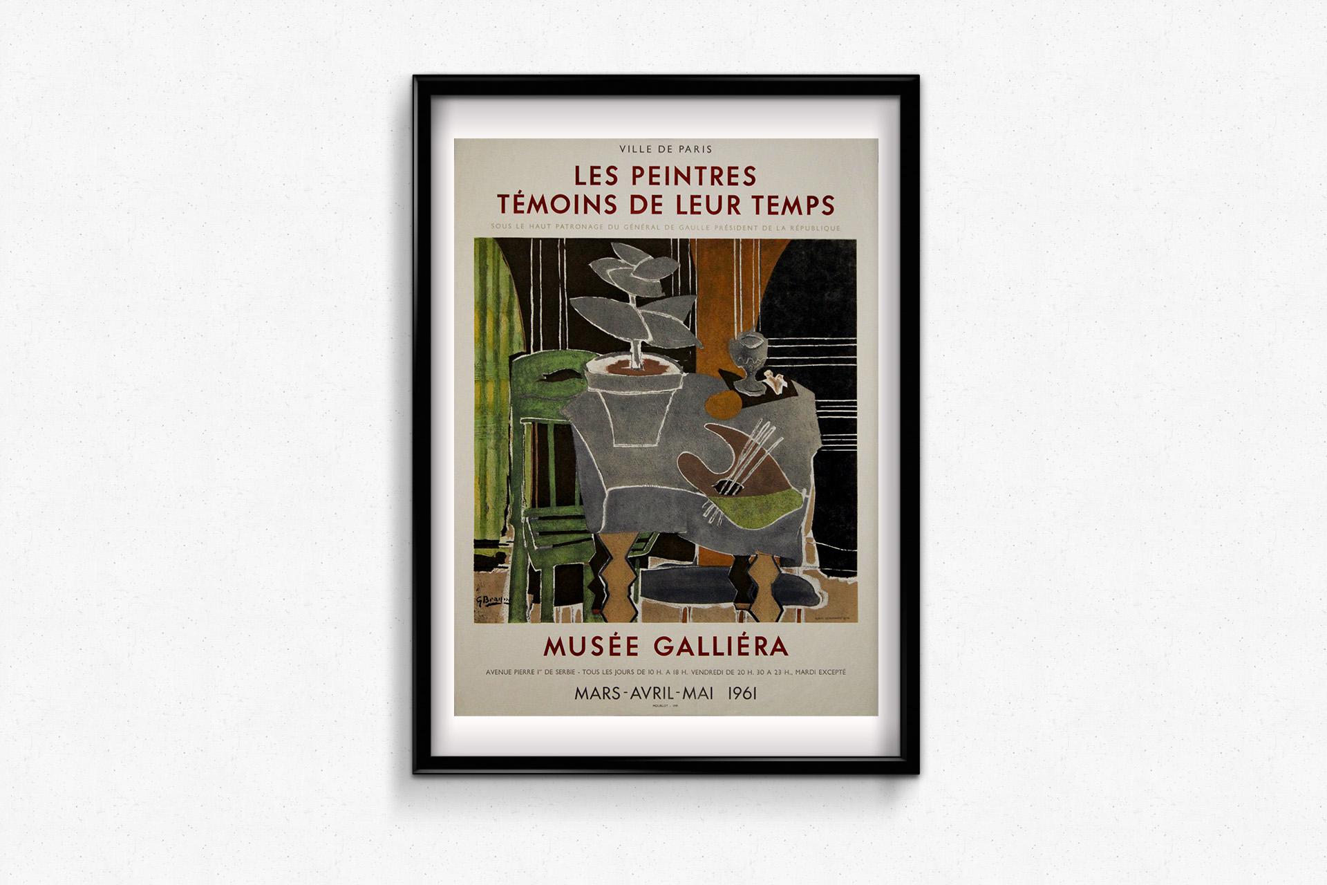 Manifesto originale di Georges Braque del 1961 - Les Peintres Témoins de Leur Temps in vendita 1