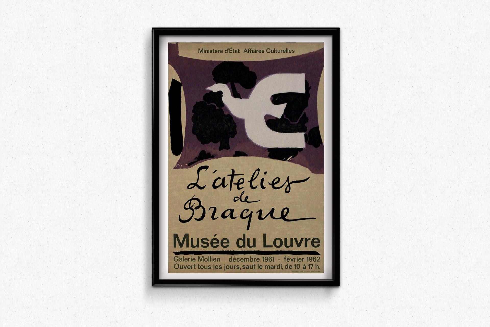 Poster originale del 1962 di Georges Braque: Musée du Louvre - l'Atelier de Braque in vendita 1
