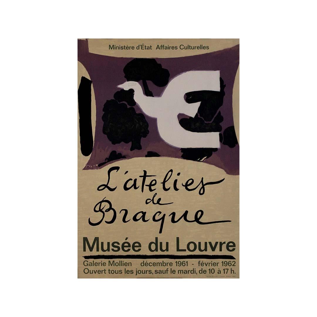 Poster originale del 1962 di Georges Braque: Musée du Louvre - l'Atelier de Braque in vendita 3
