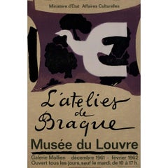 Cartel original de 1962 de Georges Braque : Museo del Louvre - El taller de Braque